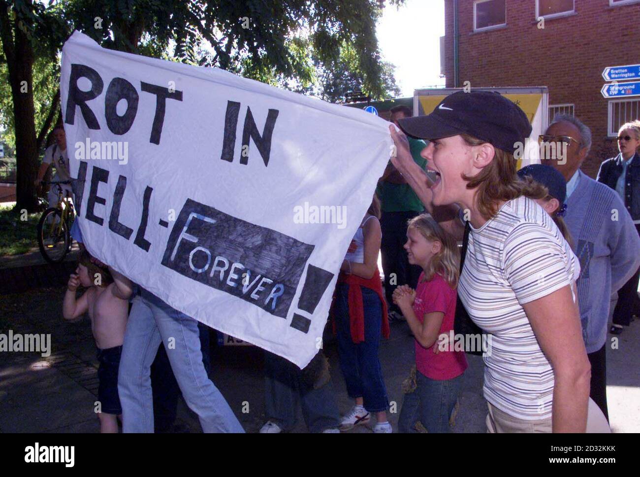 Former teaching assistant Maxine Carr was heckled by jeering crowds when she arrived under police escort at Peterborough magistrates court, to face a charge in connection with the murder of 10-year-olds Holly Wells and Jessica Chapman. Stock Photo