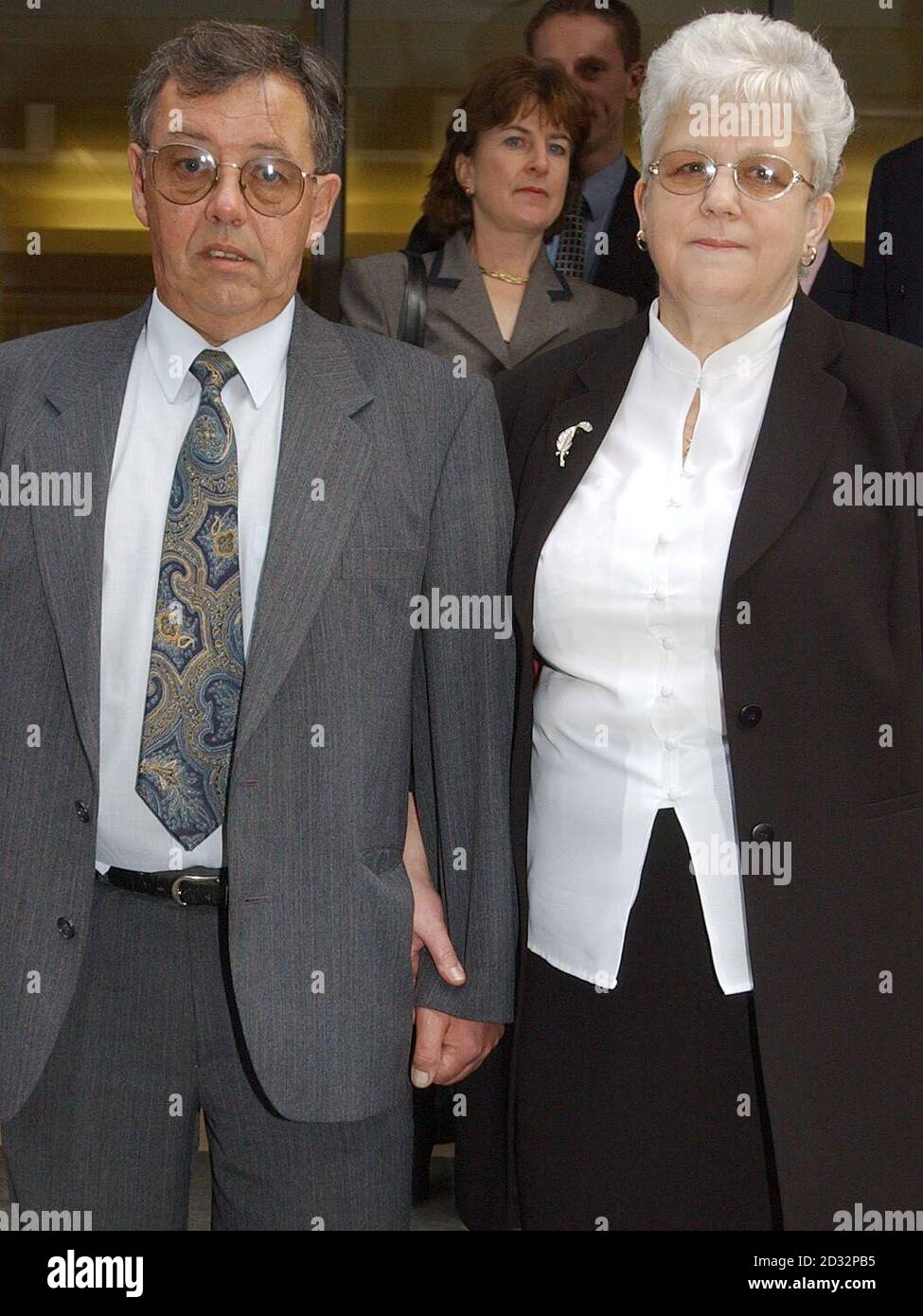 Ruth and John Christoffersen whose daughter Emma died of Deep Vein Thrombosis (DVT) after a long haul flight, arrive for a hearing against 28 airlines at Field House part of the High Court, in a landmark case brought by 50 DVT victims, Stock Photo
