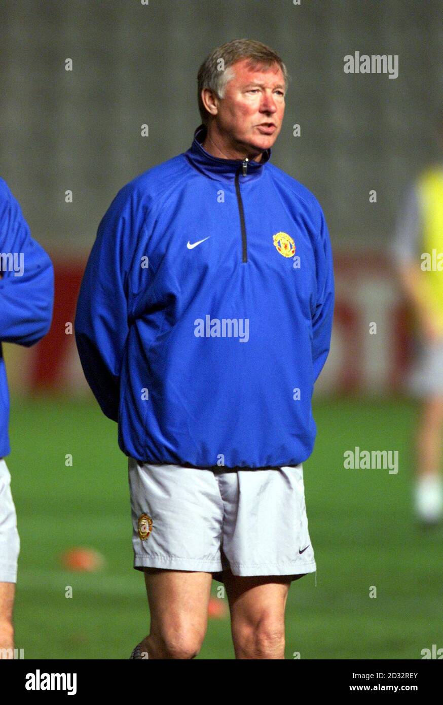 Sir Alex Ferguson at training for the Champions League match with