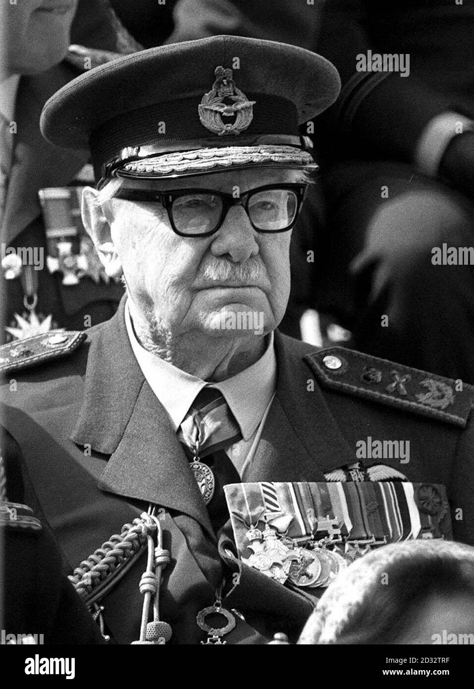 Sir Arthur 'Bomber' Harris during the Queen's Review of the RAF at Finningley. Stock Photo