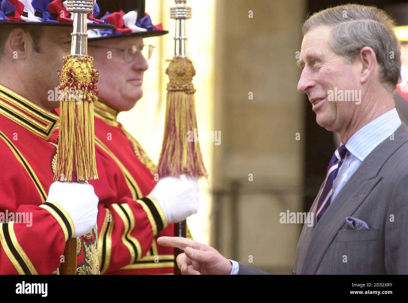 The Prince of Wales is introduced to two Beefeaters during a visit to the Tower of London. As patron of the charity Age Concern, the Prince later backed a drive to beat age discrimination in the workplace.  * ...  when he told around 20 company managers and directors gathered at a reception in Tower Hill, London, that he had noticed about 15 years ago that workforces were getting younger. Stock Photo