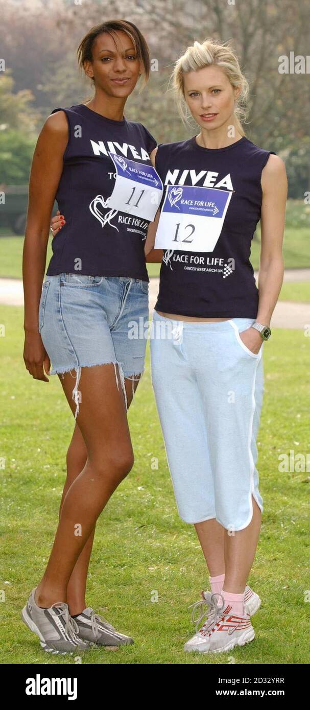 Model Laura Bailey (right) and actress Judi Shekoni during a photocall to launch Cancer Research UK's Race For Life in Regent's Park, central London.   *..The aim is to encourage 300,000 women to take part in 130 Races across the nation between May and July 2003 to raise funds for the charity. Stock Photo