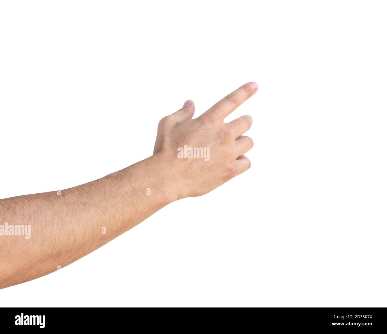 Empty man hand sign isolated on white background Stock Photo