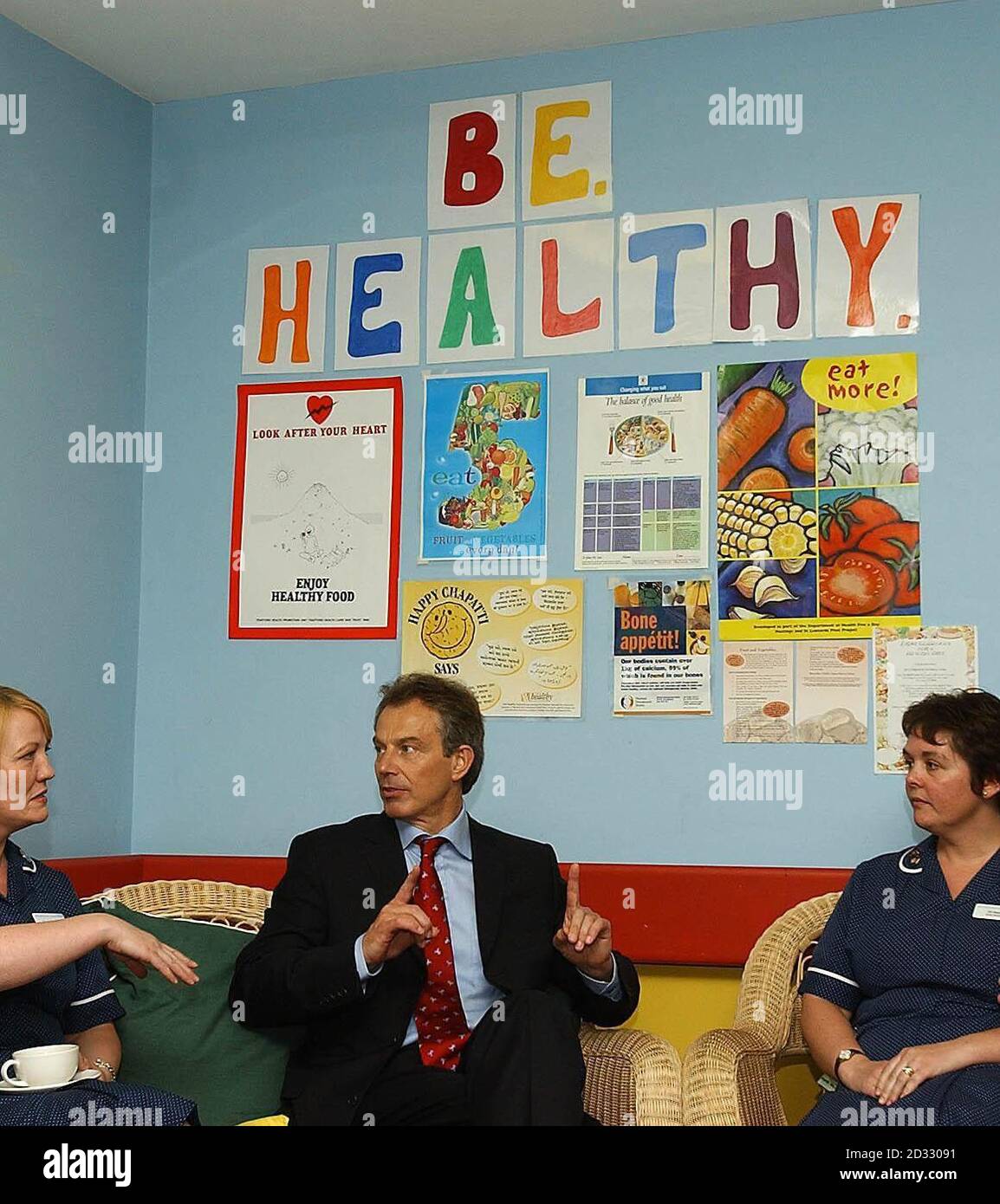 Politics sitting talking gesturing tony blair hi-res stock photography