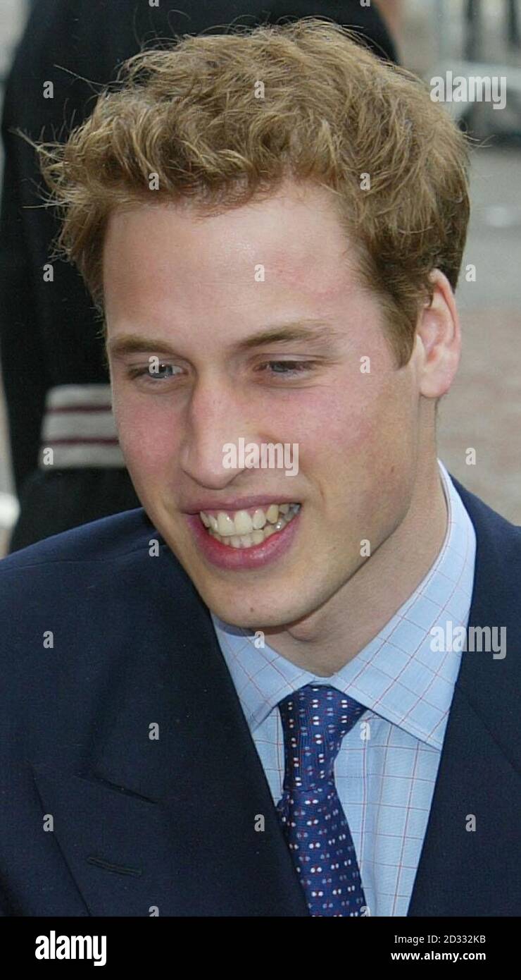 Prince William and his father Prince Charles meet members of the public as they arrive at NASH (Newport Action for Single Homeless) in Newport South Wales, a visit amongst several arranged across the principality to mark the young prince's 21st birthday. Stock Photo