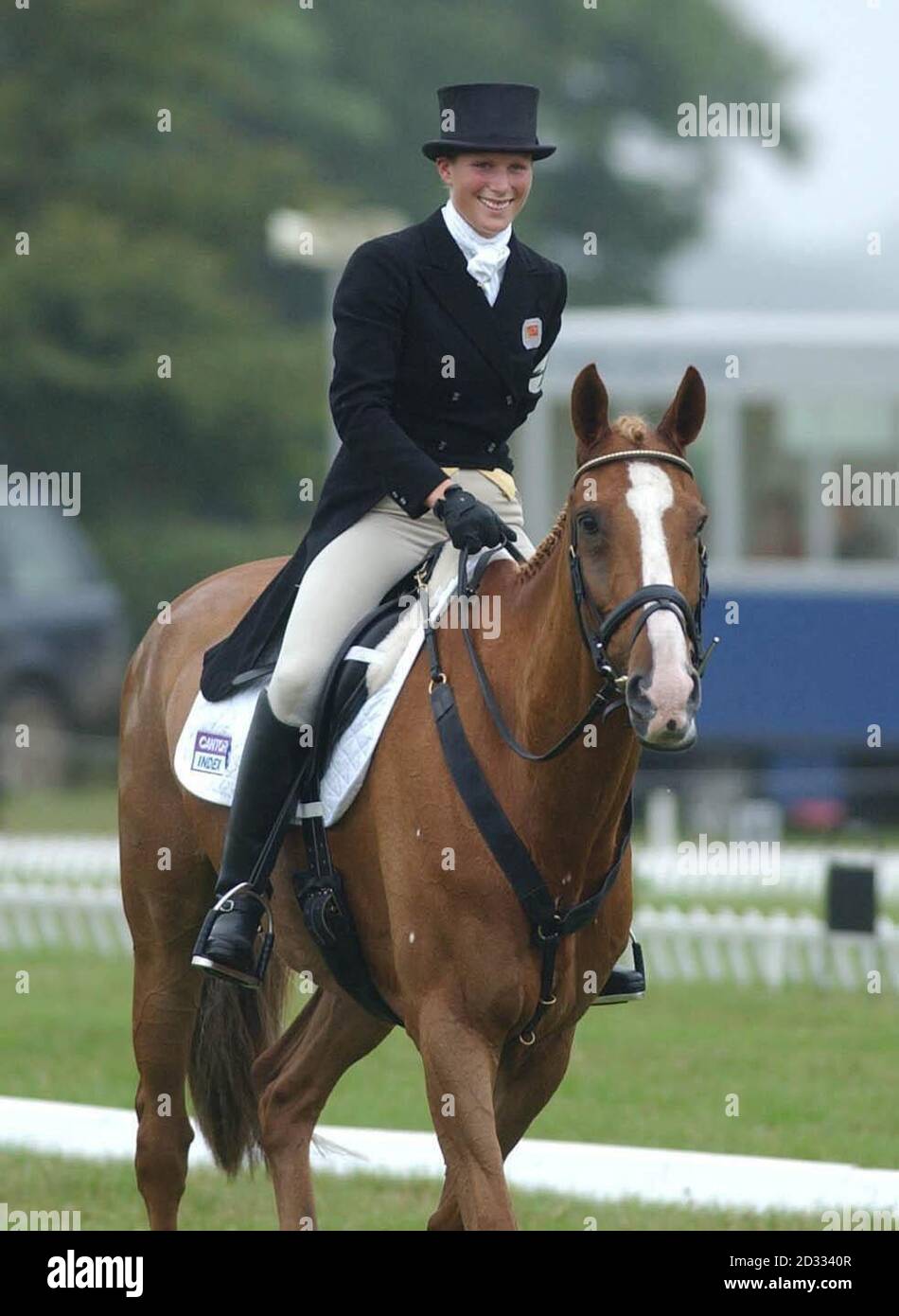 Zara Phillips on horse Toytown after competing in the Advanced Dressage in  the Doubleprint Festival of British Eventing at her mother the Princess  Royal's home Gatcombe Park, near Minchinhampton, Gloucestershire. The three