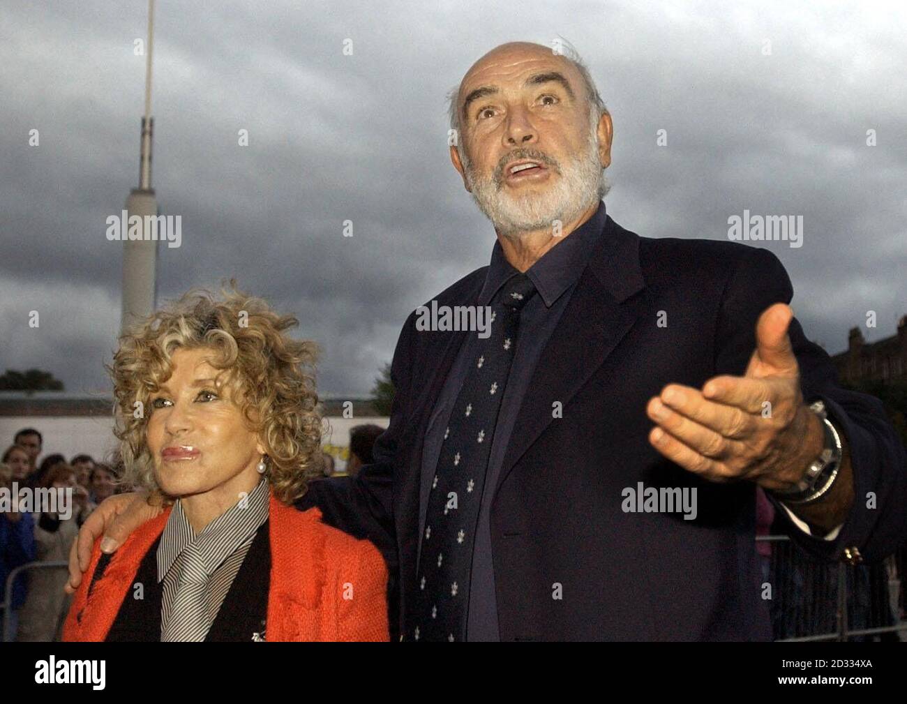 Sir Sean Connery, patron of the Edinburgh Film Festival accompanied by his wife Micheline, arrives at UGC Fountainbridge in Edinburgh to attend a screening of the film Afterlife. Stock Photo