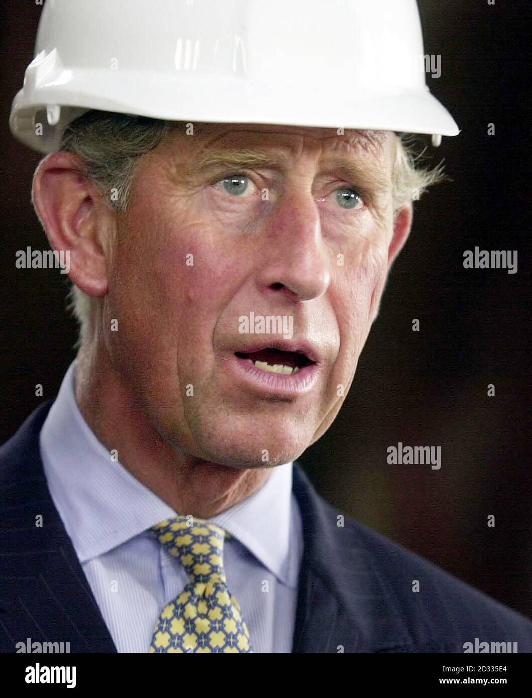The Prince of Wales during his visit to Crossness Pumping Station in Thamesmead, London, where he was switching on the newly restored 'Prince Consort' Beam Engine. Stock Photo