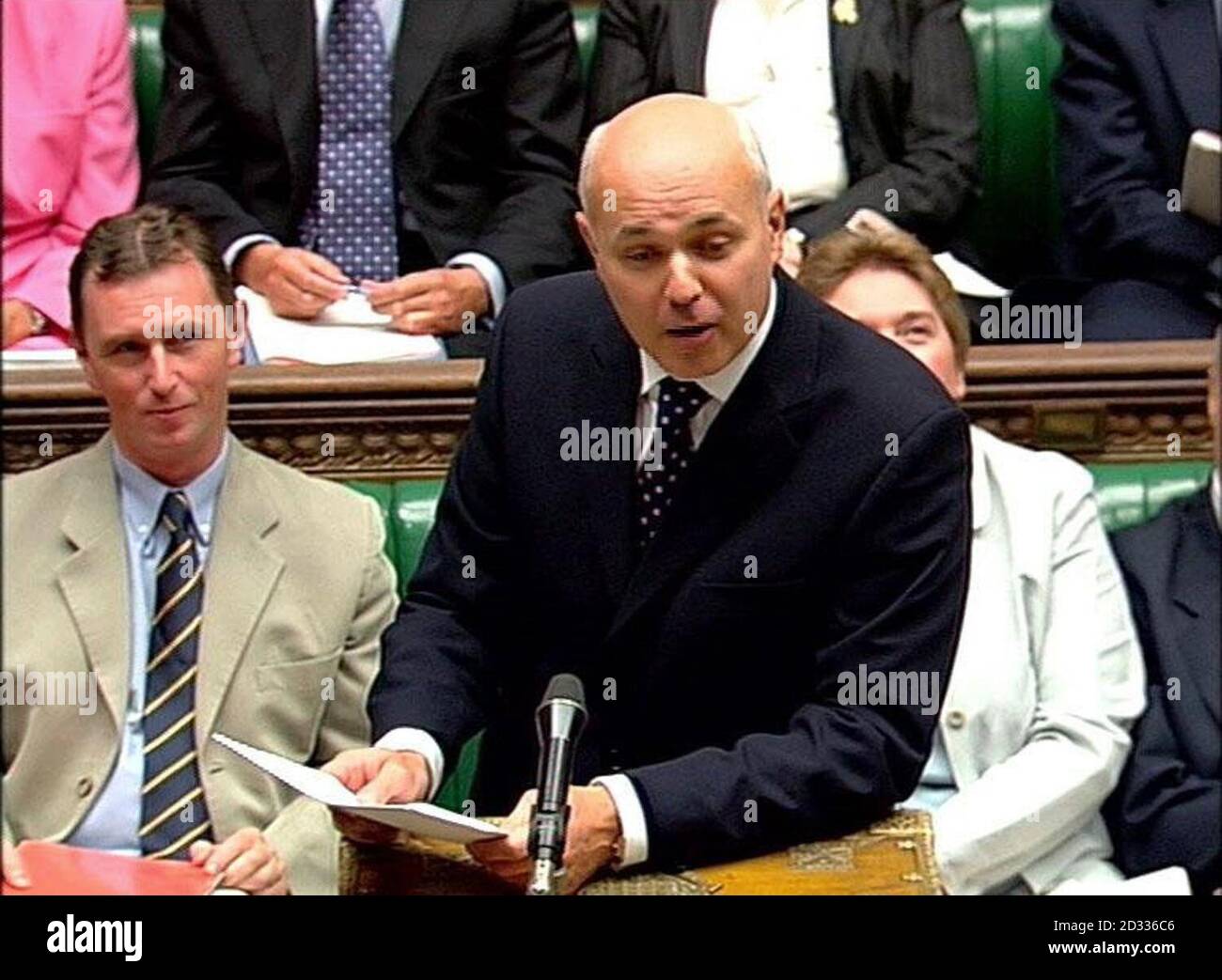 Leader of the Opposition Iain Duncan Smith during Prime Minister's Question Time in the House of Commons, central London. Stock Photo
