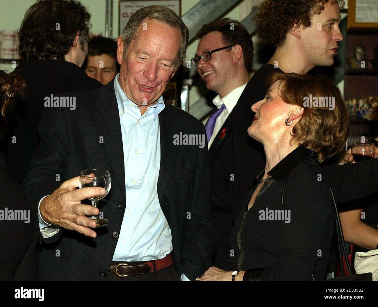 Michael Buerk and Lady Fiona Fowler at the book launch of Oliver Poole's 'Black Knights' in central London. Stock Photo