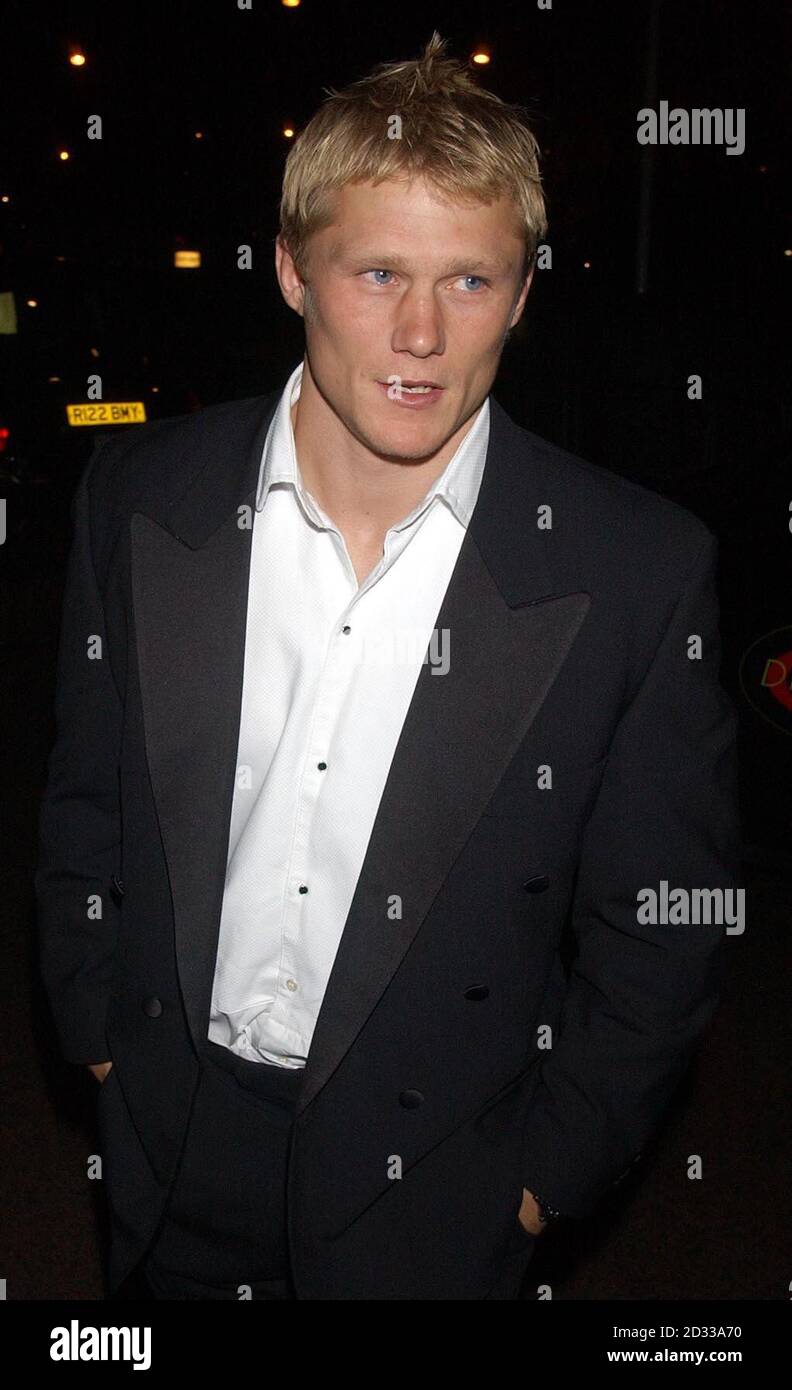 England Rugby player Josh Lewsey arrives at the Royal Lancaster Hotel in London, for a testimonial dinner in honour of World Cup winning team mate Matt Dawson. Stock Photo