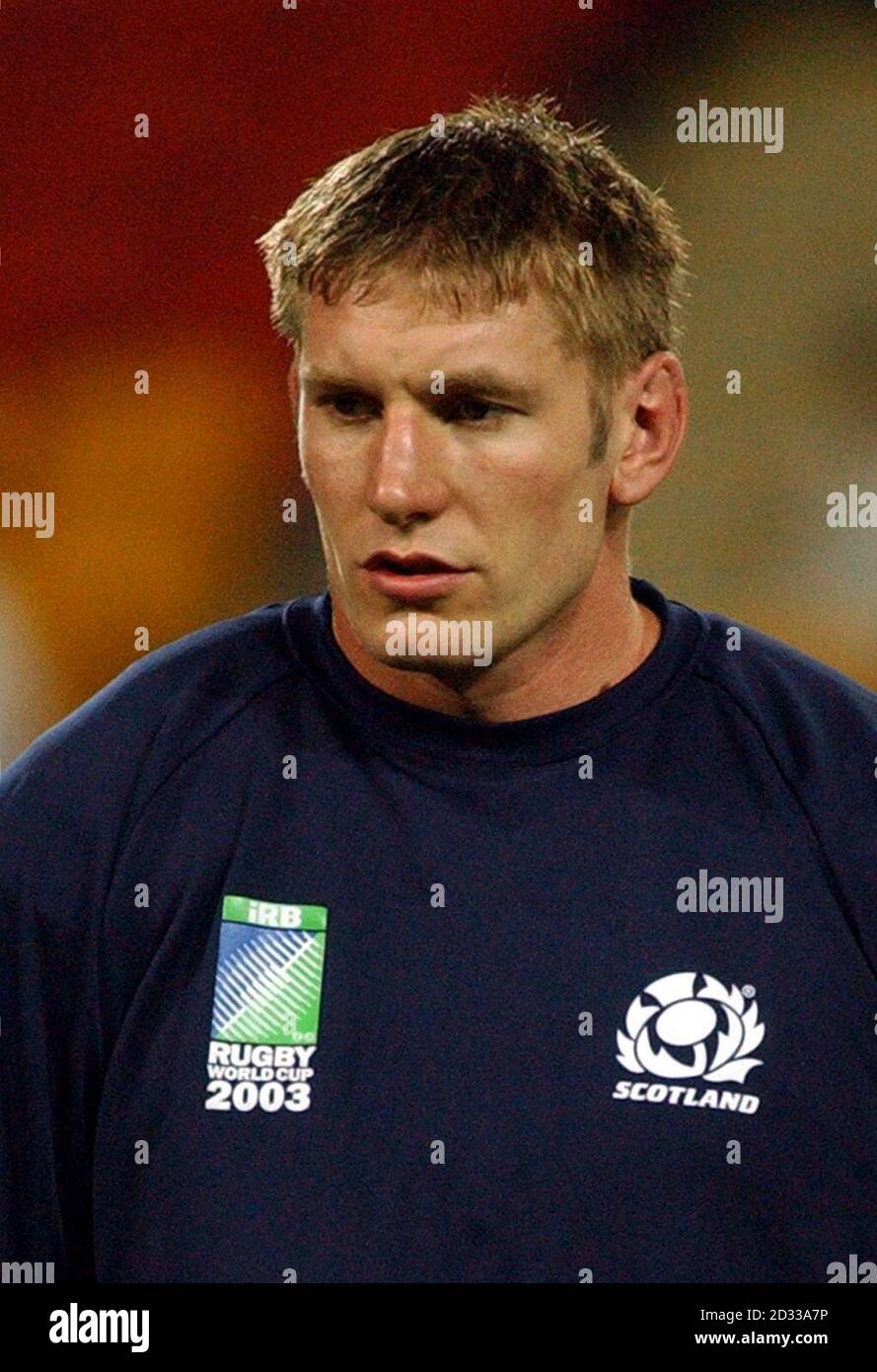 Andrew Kerr of Scotland during the Rugby World Cup 2003 in Australia. Stock Photo