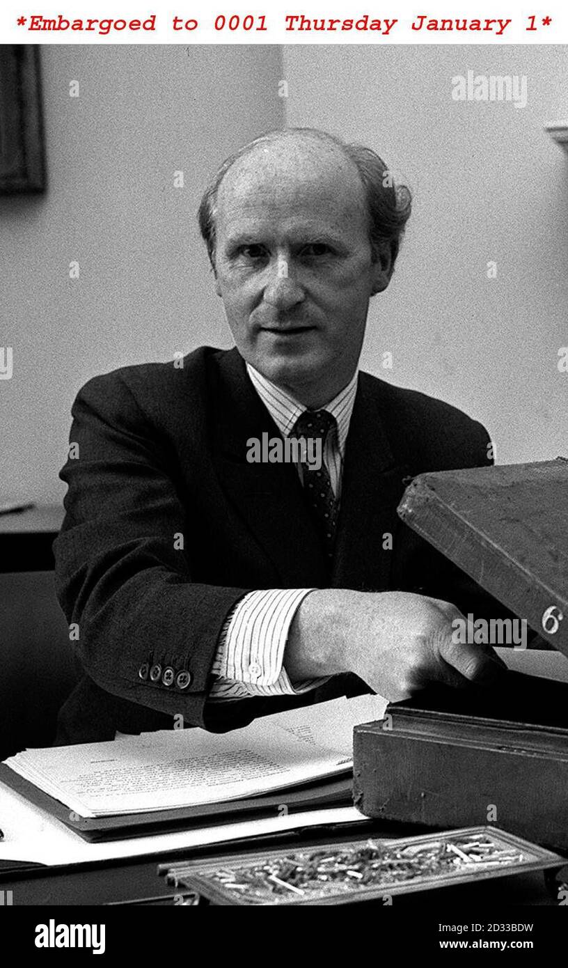 *Embargoed to 0001 Thursday January 1*    PA library file dated 23/03/1971 of Anthony Barber, the Chancellor of the Exchequer, keeps the lid on his secrets, at the Treasury in Westminster, where he is getting ready to present his Budget in the House of Commons. Tensions within Edward Heath's Tory government over how to deal with the miners' industrial action which finally brought his downfall are exposed in official files made public, Thursday January 1, 2004, under the 30 year rule. See PA story RECORDS Miners. PA Photo. Stock Photo