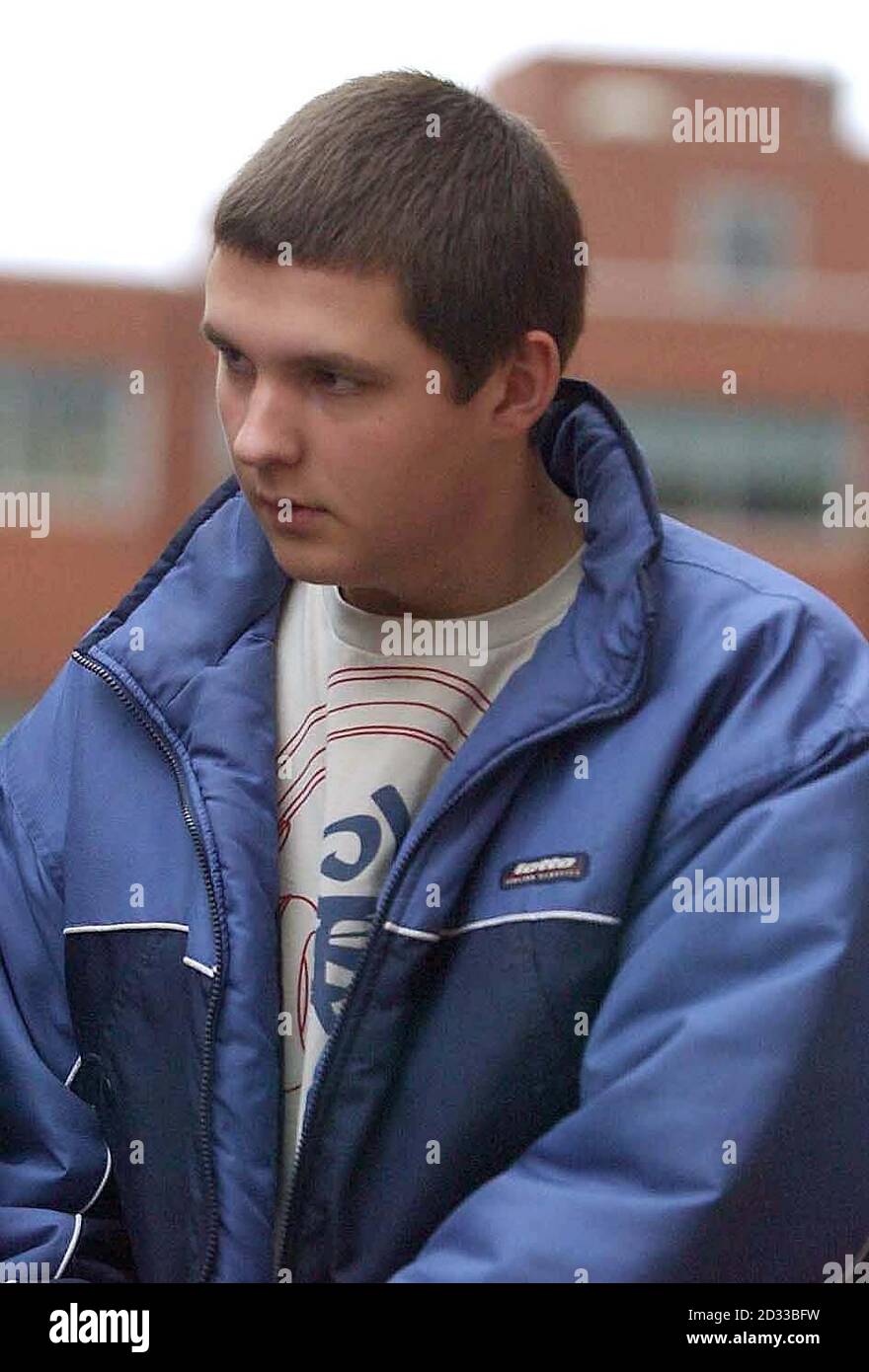 Paul James Smith, 17, leaving Loughborough Magistrates Court. Smith has been charged with the murder of ten-year-old Rosie May Storrie at a house party hosted by Smith's aunt and uncle in the Leicestershire village of Normanton. The girl was found unconscious, lying face down on a bed and was taken to hospital where she later died. A post mortem examination found the cause of death was oxygen starvation of the brain due to strangulation.  28/10/04: Paul Smith 18, was found guilty at Nottingham Crown Court of the murder of 10-year-old stage star Rosie May Storrie as her parents chatted with gue Stock Photo