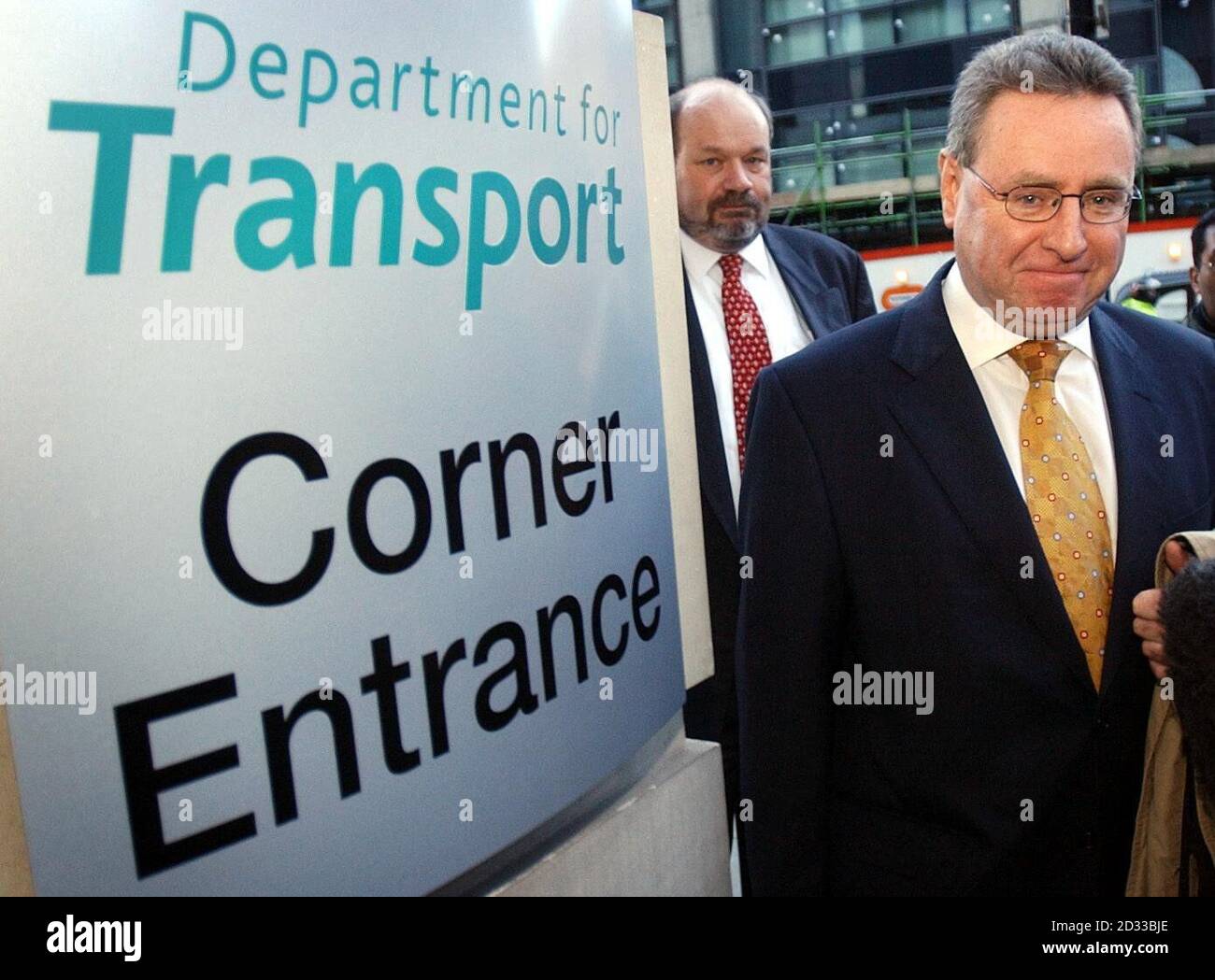 Jim McAuslan, general secretary of the British Air Line Pilot's Association (right) and pilot Captain Dave Boys arrive, at the Department of Transport in central London for a meeting with Transport Secretary Alistair Darling. Stock Photo