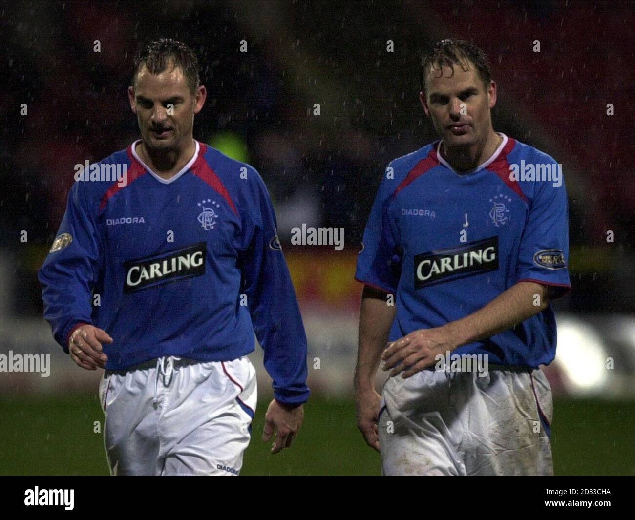 EDITORIAL USE ONLY: Rangers'  Ronald de Boer with his brother Frank after the Bank of Scotland Scottish Premiership match against Partick Thistle at Partick's Firhill Park ground in Glasgow. Stock Photo