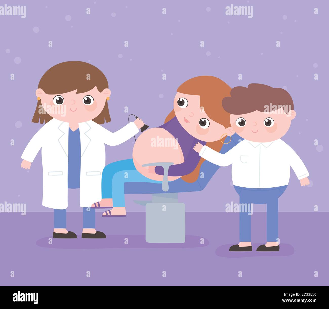 pregnancy and maternity, parents visiting female doctor in hospital