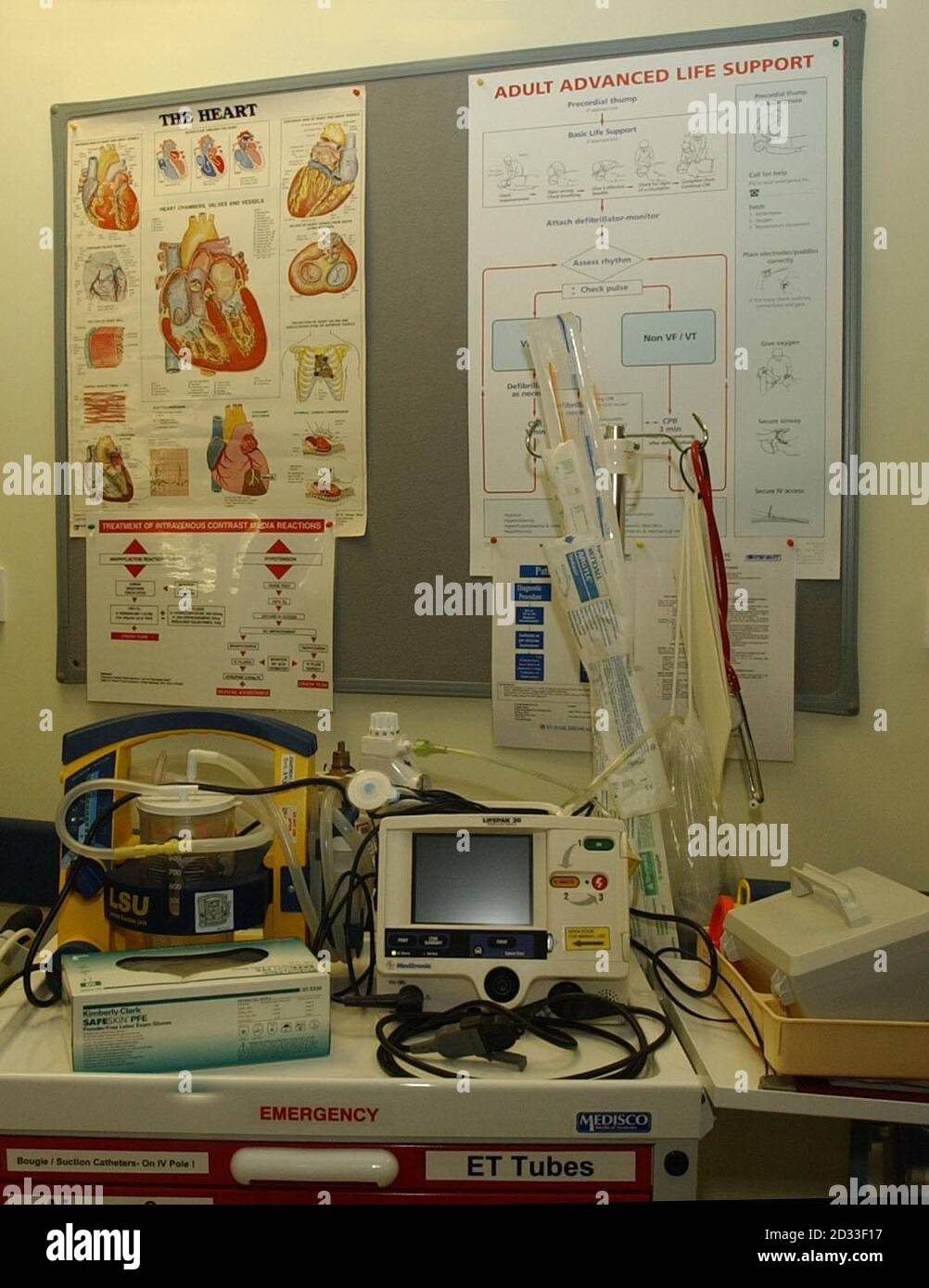 Emergency heart equipment at Whipps Cross Hospital in east London. Stock Photo