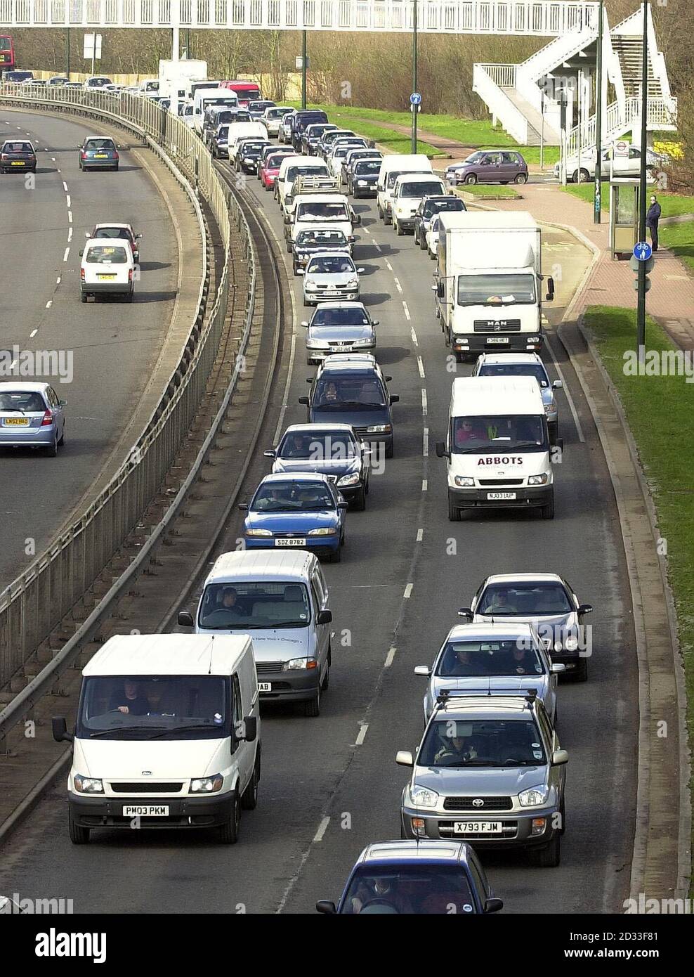 Traffic queues on the A41 at Mill Hill after being diverted from the MI