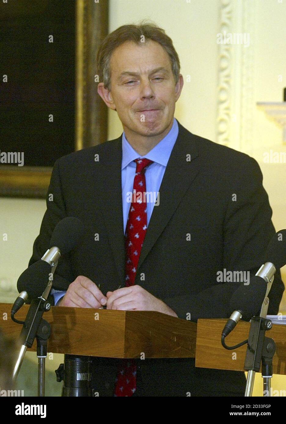 Prime Minister Tony Blair at his immigration summit press briefing at ...