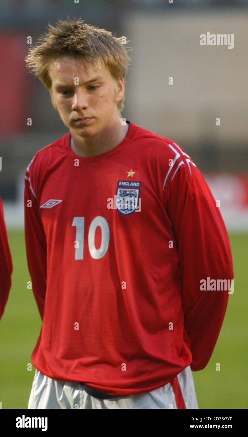 Jamie O’Hara lines up for England U18’s against Sweden during the