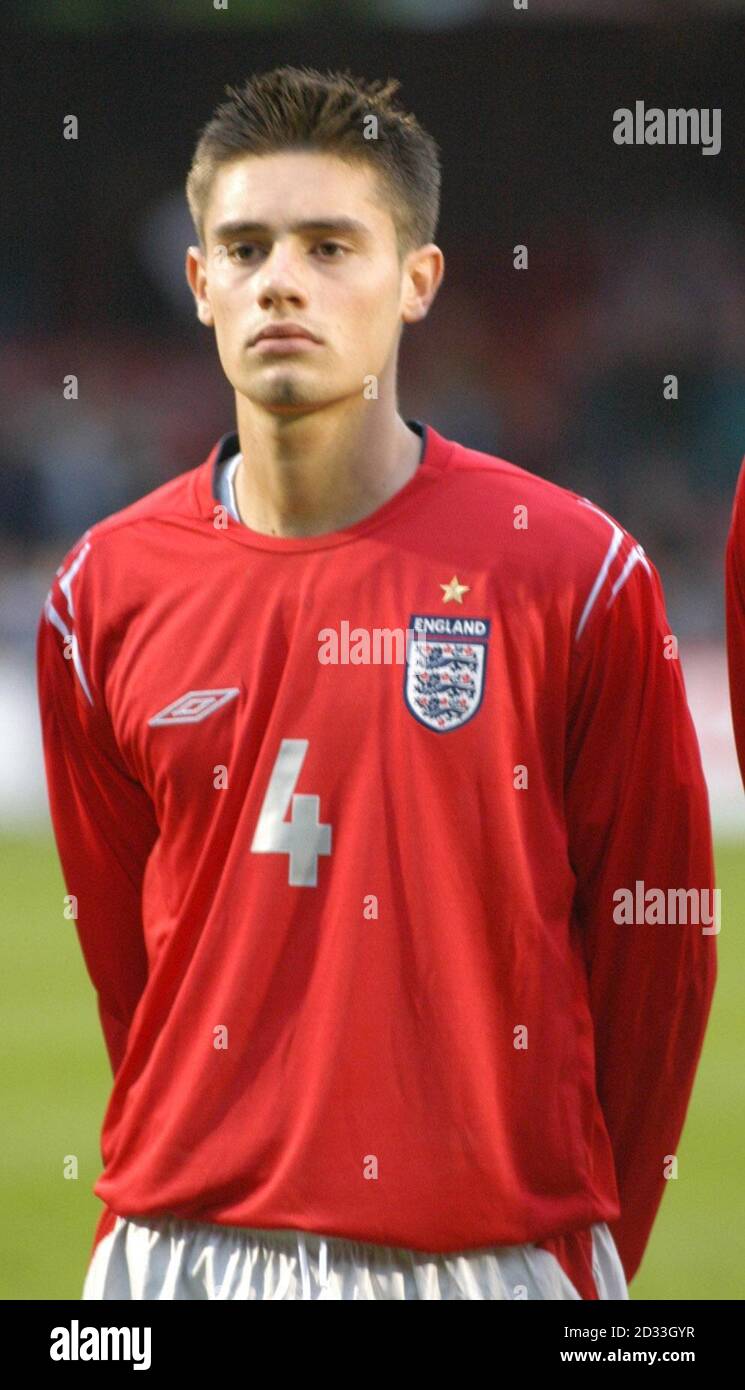 Richard Jones lines up for England U18's against Sweden during the International Friendly at York City's Bootham Crescent. Stock Photo