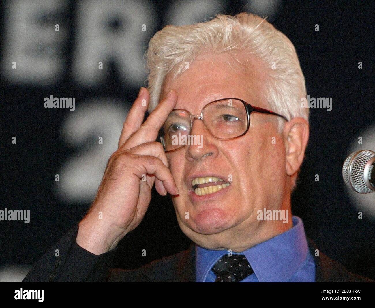 Rodney Bickerstaffe speaking at The National Pensioners Convention at the Winter Gardens in Blackpool. The NPC is calling for all pensioners to receive a basic state pension of   105 a week, including people who have taken time out of work to look after children and relatives, women who have paid the reduced married women's stamp, and those who have only worked part-time or in low-paid jobs. Stock Photo