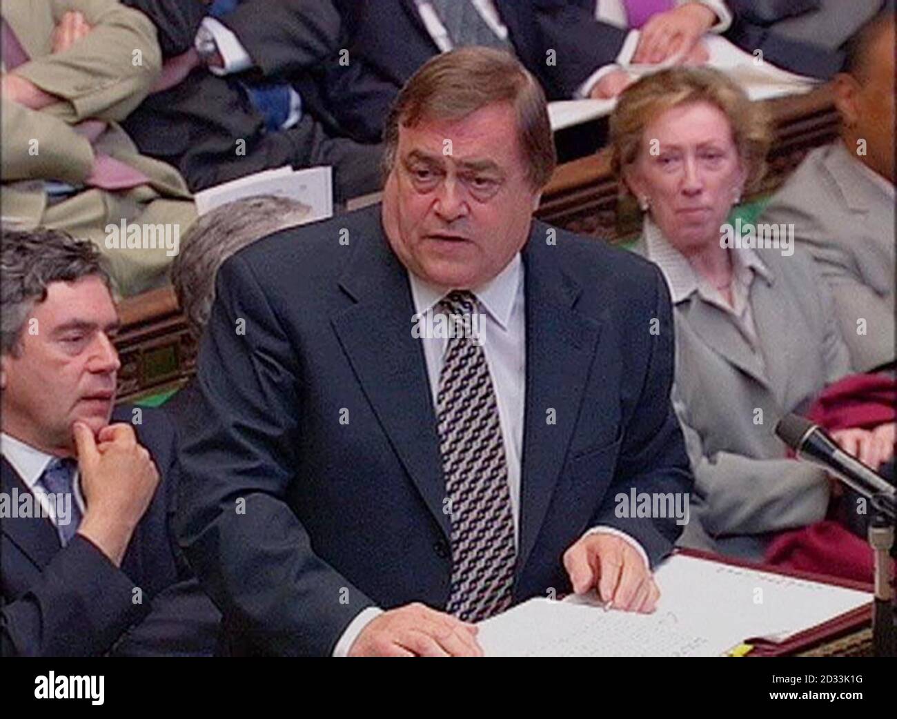 Video grab of Deputy Prime Minister John Prescott addressing the House of Commons, during Prime Minister's Questions.  Stock Photo