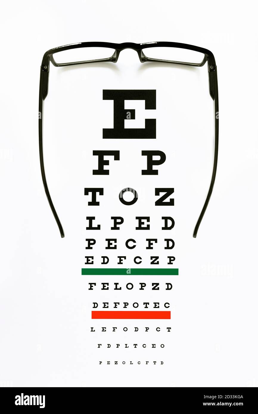 Eye Chart and Glasses Stock Photo