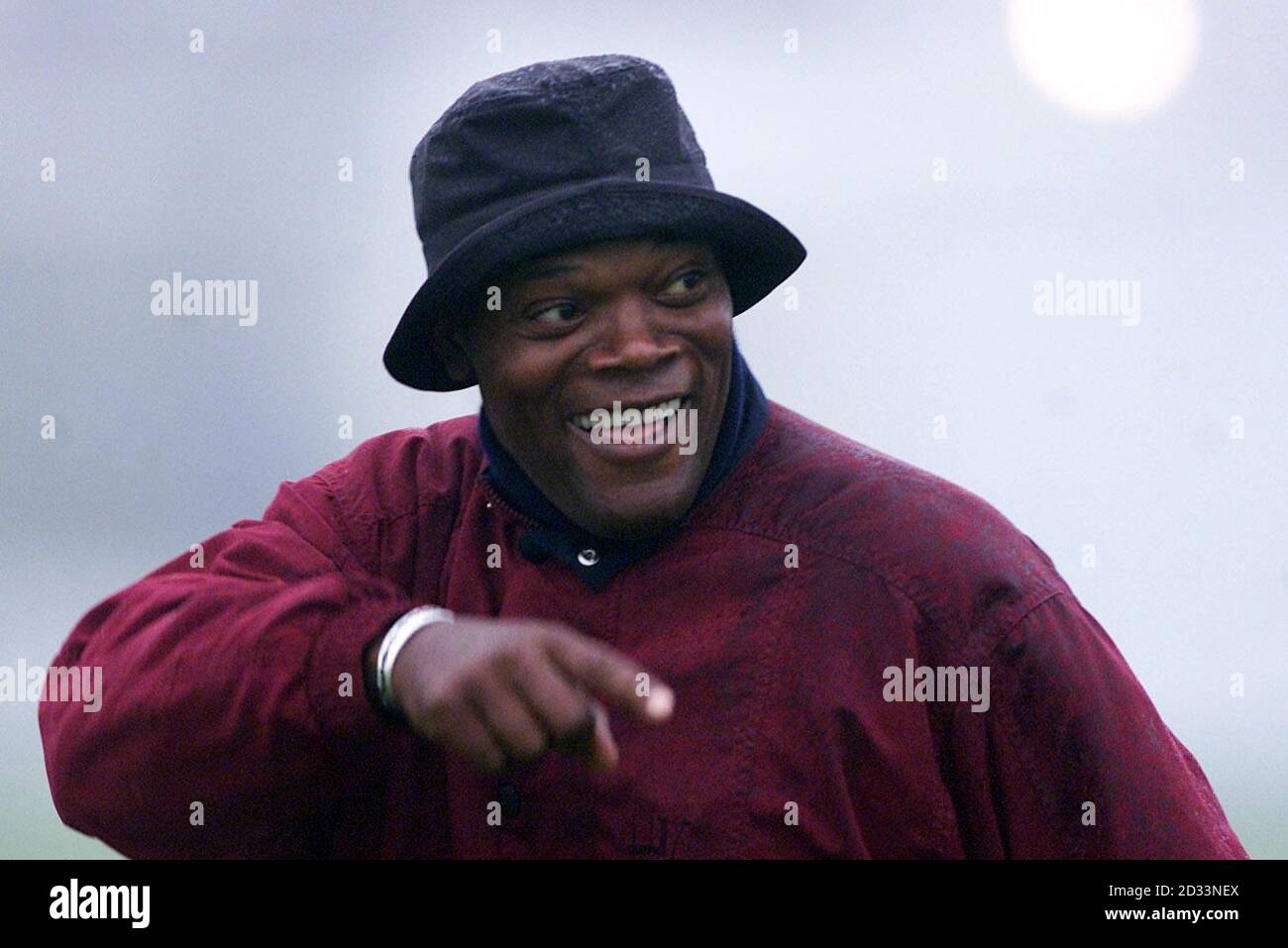 American movie actor Samuel L Jackson shares a joke at the Dunhill Links Championships at Carnoustie, Scotland.  cgolf lwpp Stock Photo