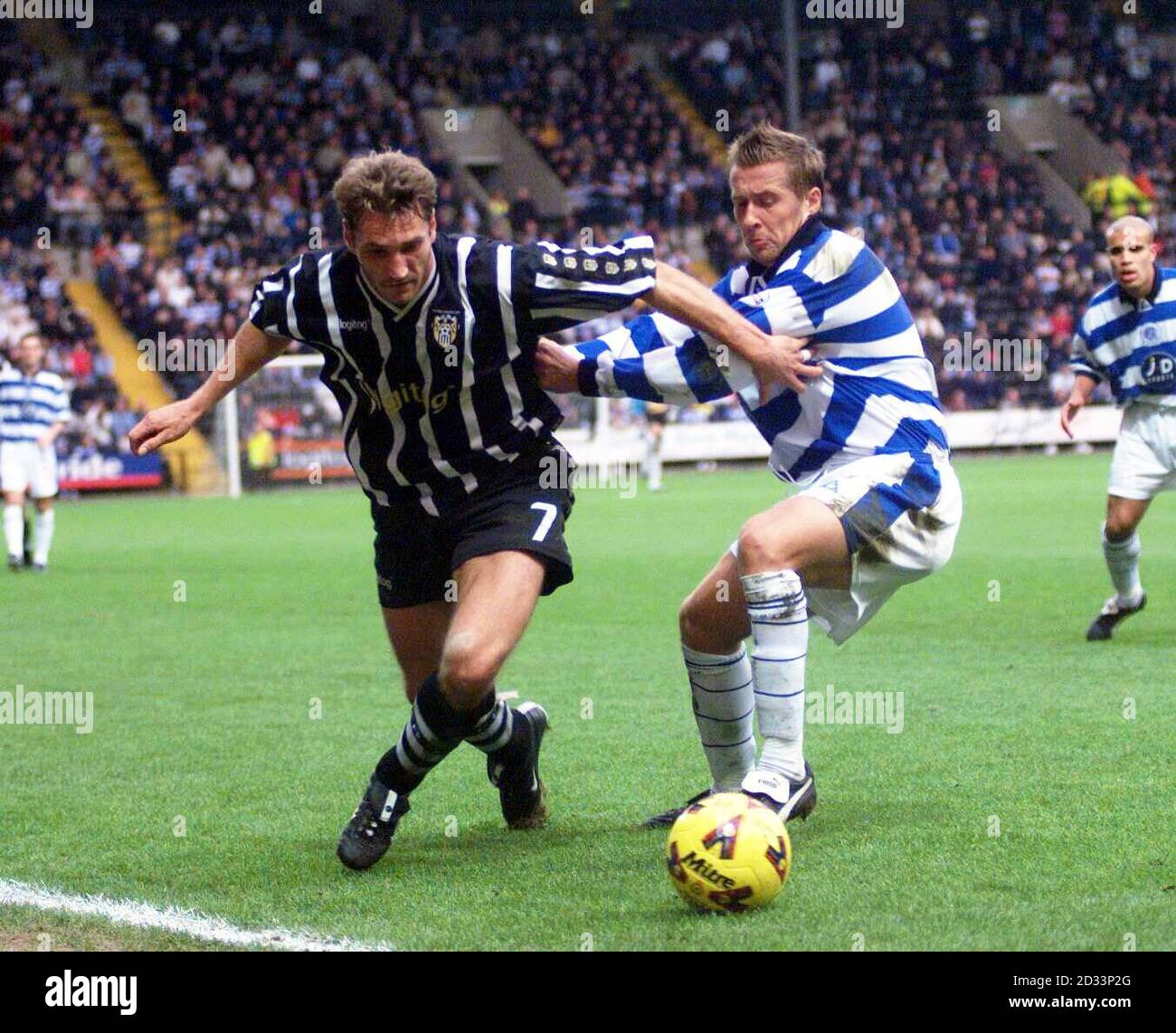 Notts County's Marcel Cas (left) is challenged by QPR's Paul Bruce during the Nationwide Division Two game at Meadow Lane, Nottingham. THIS PICTURE CAN ONLY BE USED WITHIN THE CONTEXT OF AN EDITORIAL FEATURE. NO UNOFFICIAL CLUB WEBSITE USE. Stock Photo