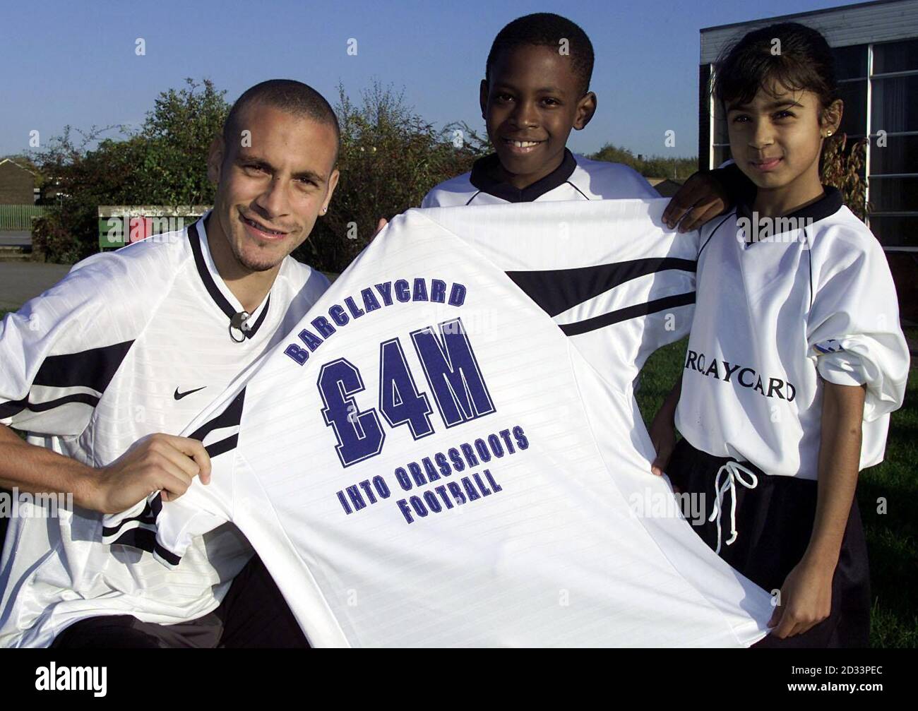 Leeds United S Rio Ferdinand Launches The Barclaycard Free Kicks Programe Which Is Providing Opportunities For Young Footballers By Putting 4 Million Into Grassroots Football Rio With Children From Shakespear Primary School Leeds United S Rio Ferdinand Launches The Barclaycard Free Kicks Programe Which Is Providing Opportunities For Young Footballers By Putting 4 Million Into Grassroots Football Rio With Children From Shakespear Primary School