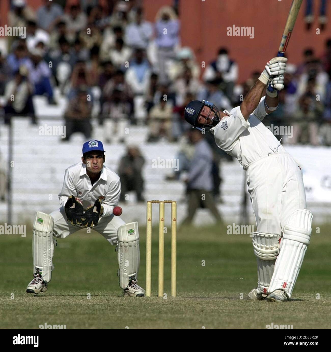 England captain Nasser Hussain misses the ball to be stumped by ...