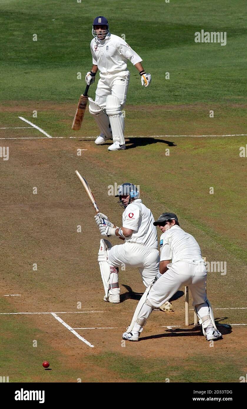 England S Nasser Hussain Plays A Sweep Shot During The Third Day Of The Second Test Match At Basin Reserve Wellington At The Close Of Play New Zealand Were 70 1 In