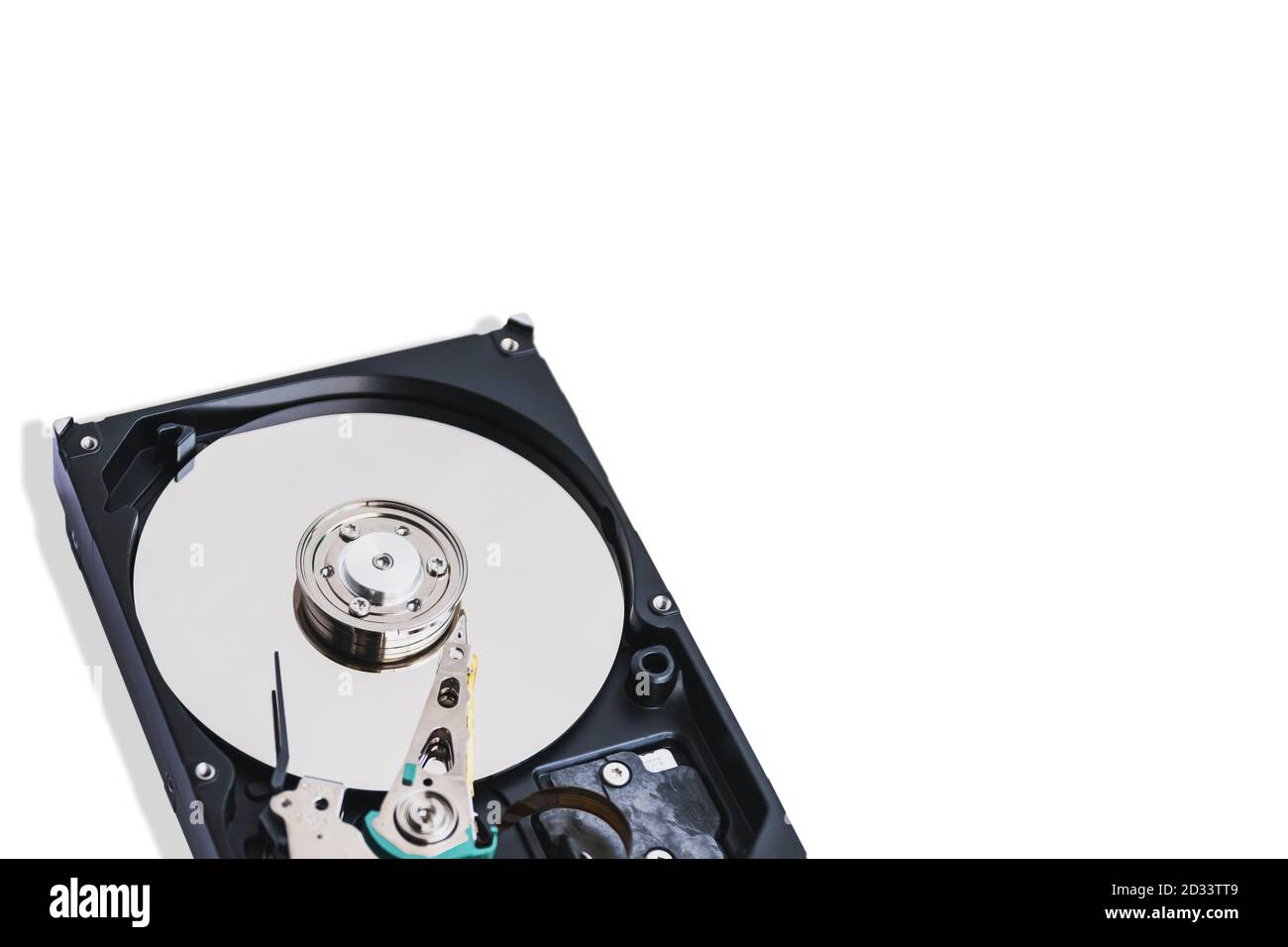 Closeup data recording media in 3.5inch computer hard disk isolated on