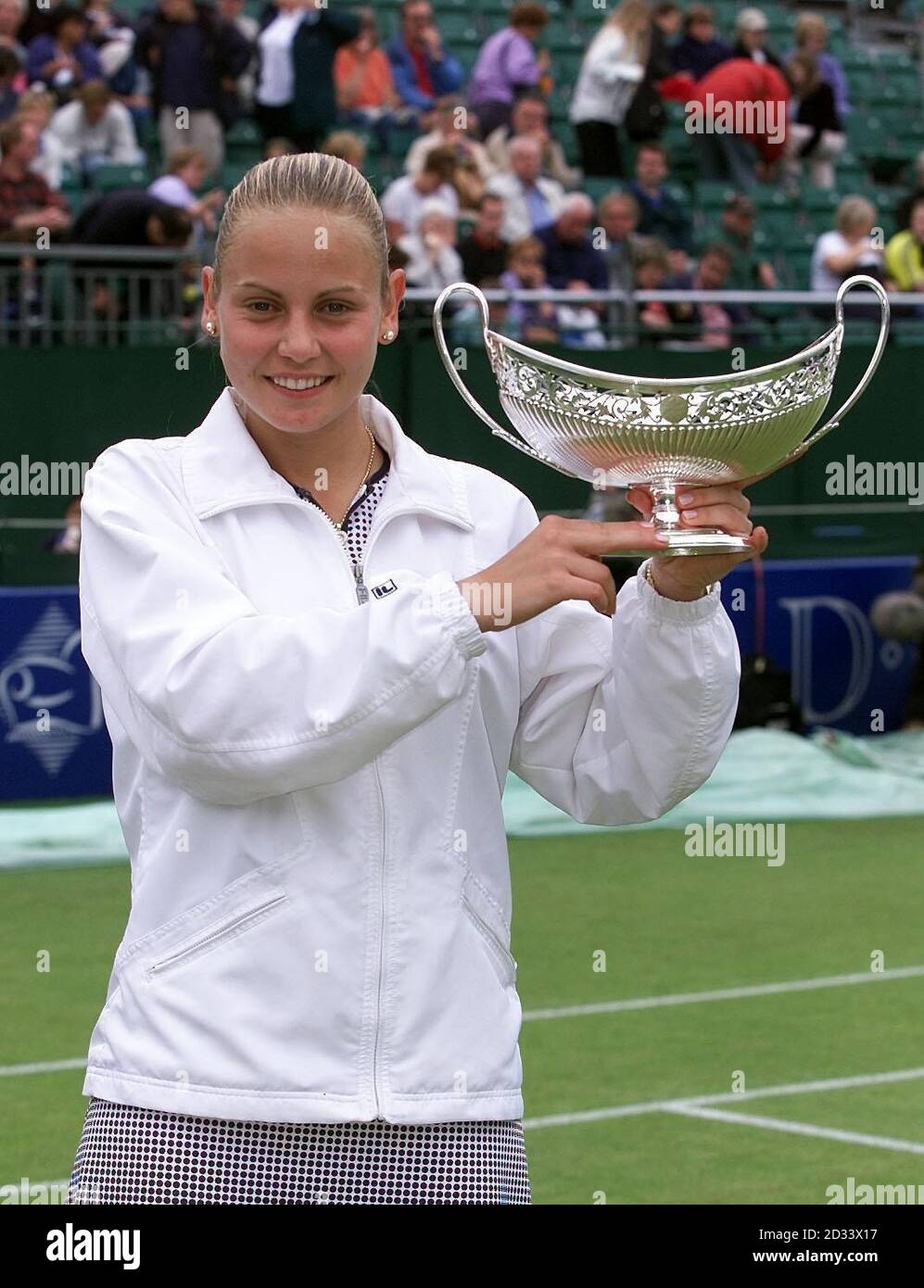 Jelena Dokic of Yugoslavia with the Maude Watson Trophy after her straight sets victory over Anastasia Myskina of Russia at the DFS Classic at the Priory Club, Edgbaston, Birmingham. Stock Photo