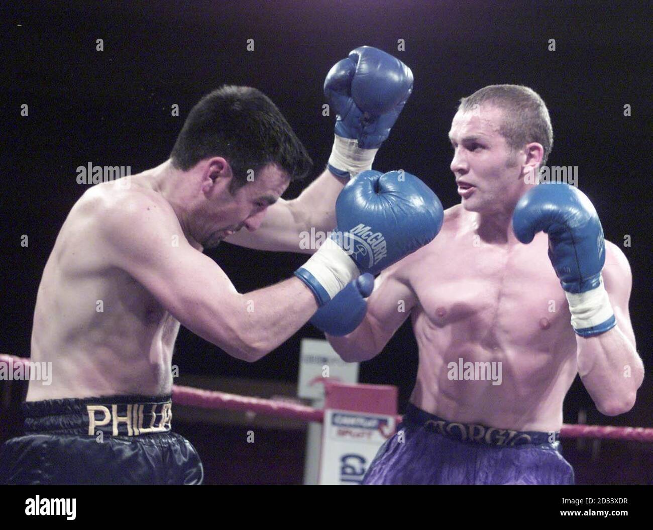 Plymouth's Scott Dann (right) during his victory over Welshman Mark Phillips, at Wembley Confrence Centre, London. Stock Photo