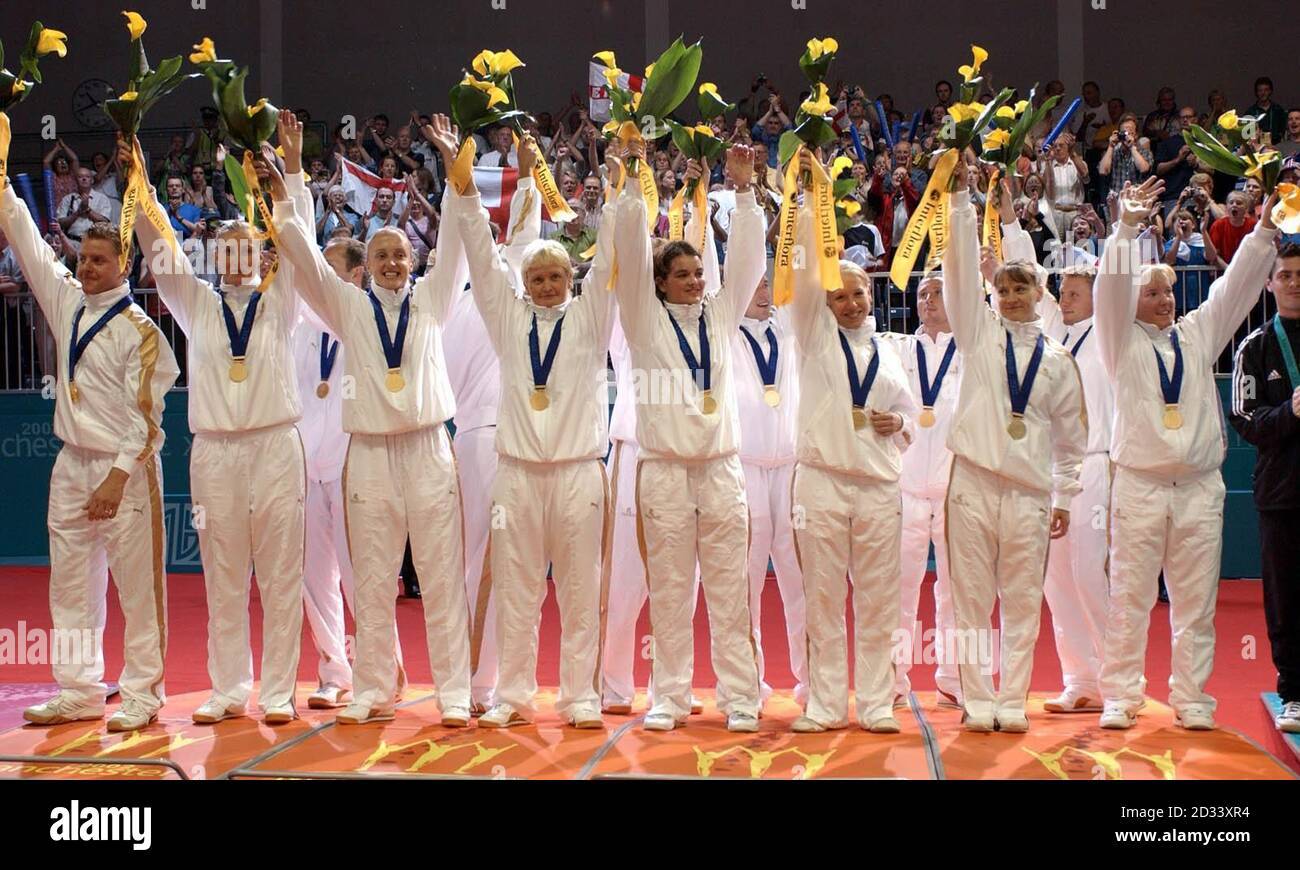 Winning team badminton competition commonwealth games hires stock