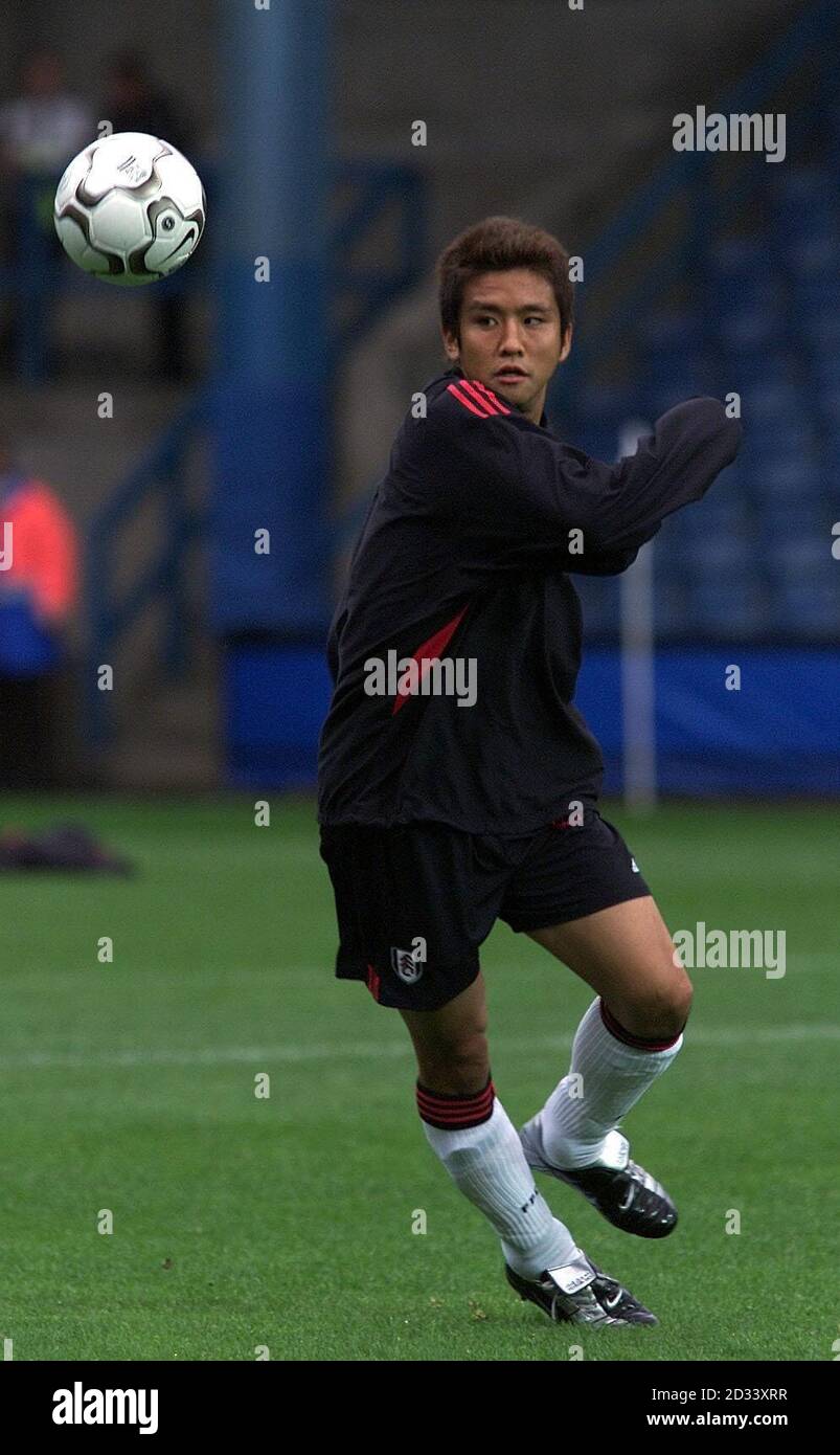 Fulham's Junichi Inamoto warms up before tonights Intertoto Cup Semi Final 1st Leg with Sochaux at Loftus Road, London. Stock Photo