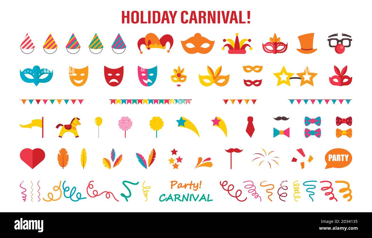A set of different elements for a carnival or circus. Vector ...