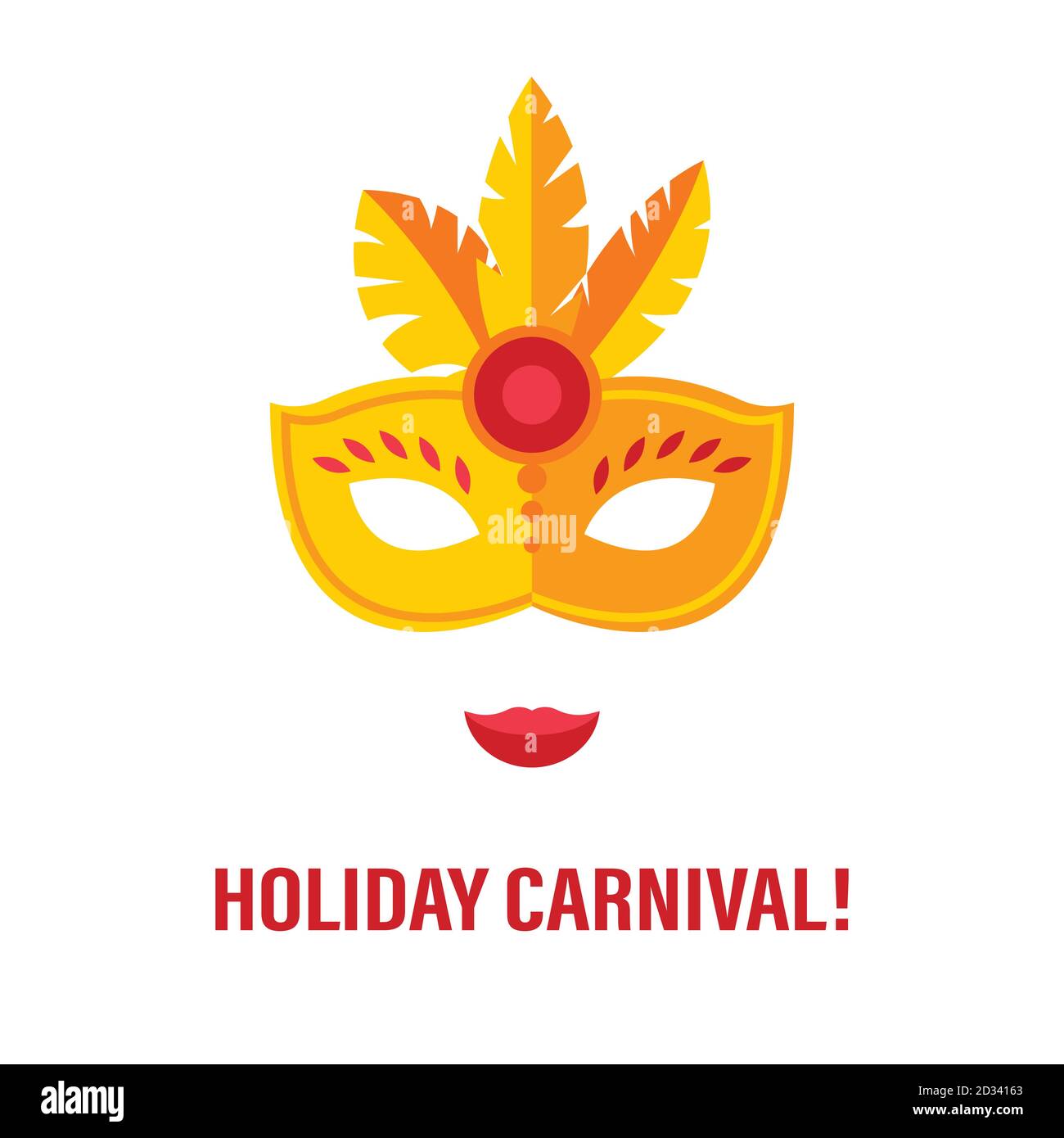Carnival mask with feathers. Venice festival concept. Vector cartoon design Stock Vector