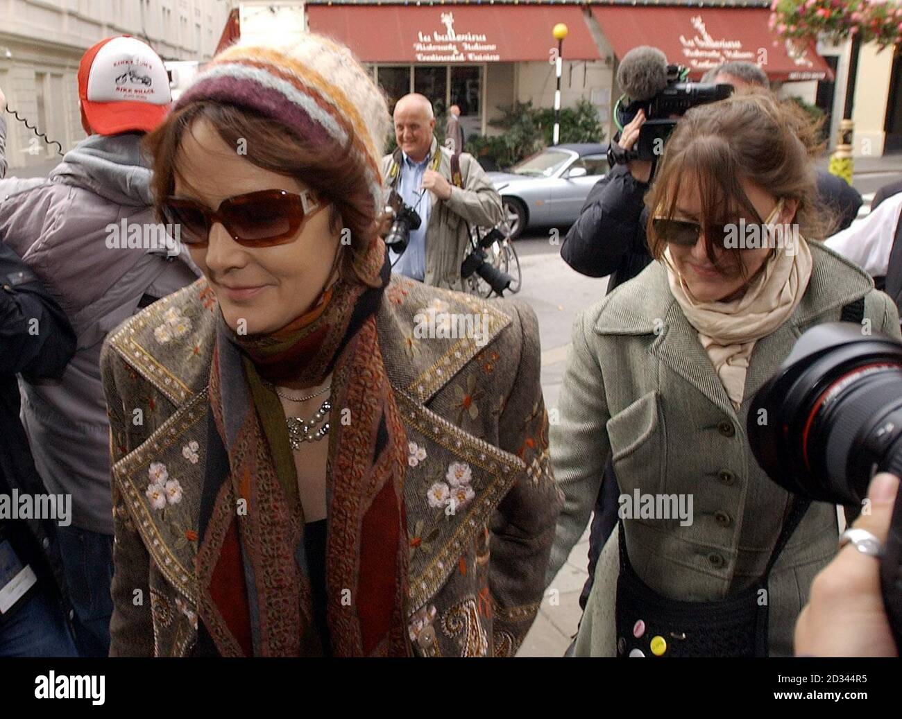 Lucy Ferry (left) former wife of Roxy Music star Bryan Ferry and 18-year-old Jacqueline Coward arrive at London's Bow Street Magistrates Court.  The pair face charges of obstructing a public highway after a fleet of vehicles was abandoned outside the House of Commons during the pro-hunting demonstrations last week. Stock Photo