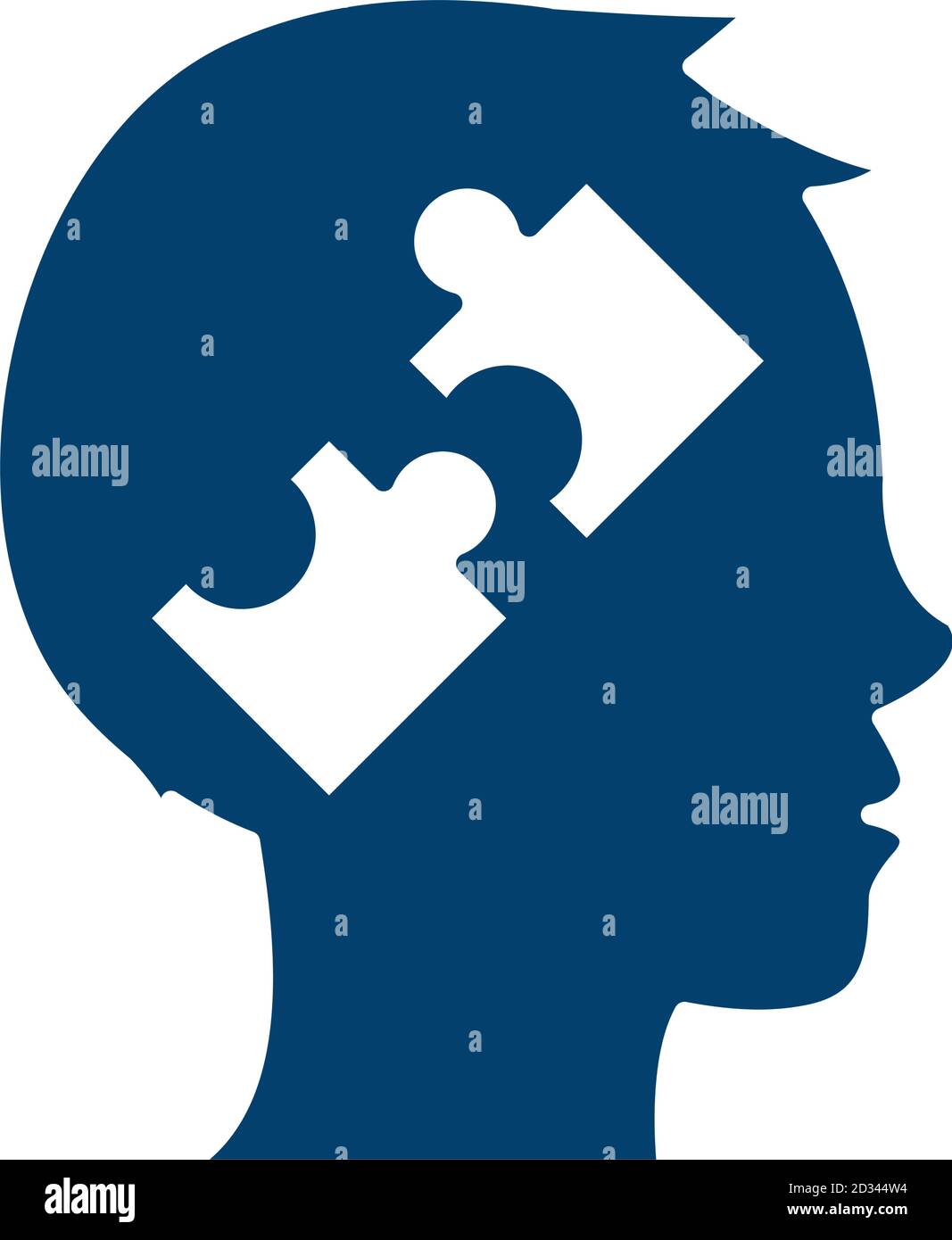 human head profile with brain puzzles silhouette icon vector ...