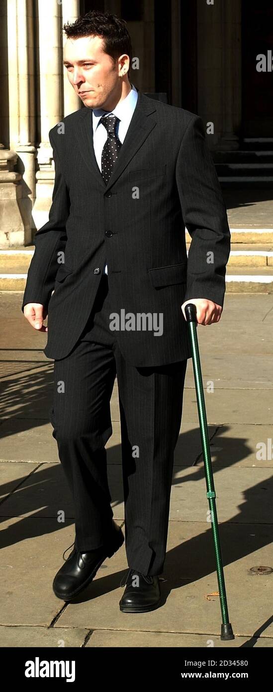 Steven Haughton, 23,  leaves London's High court, after winning  2.3 million pounds in compensation from a road accident in 2000. Stock Photo