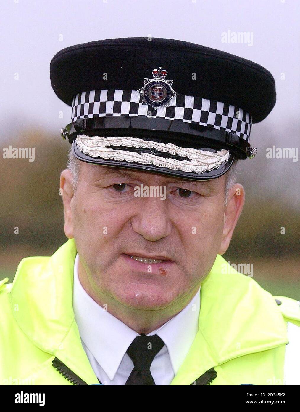British transport Police deputy chief constable Andy Trotter at the scene of the rail accident in Ufton Nervet in Berkshire, where six people were killed and 11 seriously injured after a high-speed train hit a car on a level crossing and derailed, yesterday at around 6.30pm. The deputy chief constable said 'It's remarkable that so many people managed to escape from such an awful event.' Stock Photo