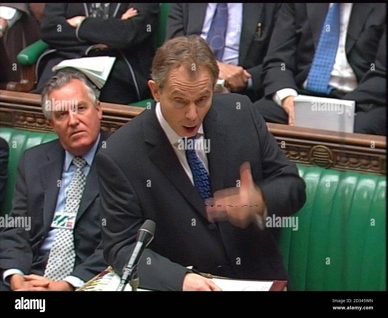 Screen grab of Britain's Prime Minister Tony Blair during Prime Minister's Questions at the House of Commons, London. Stock Photo