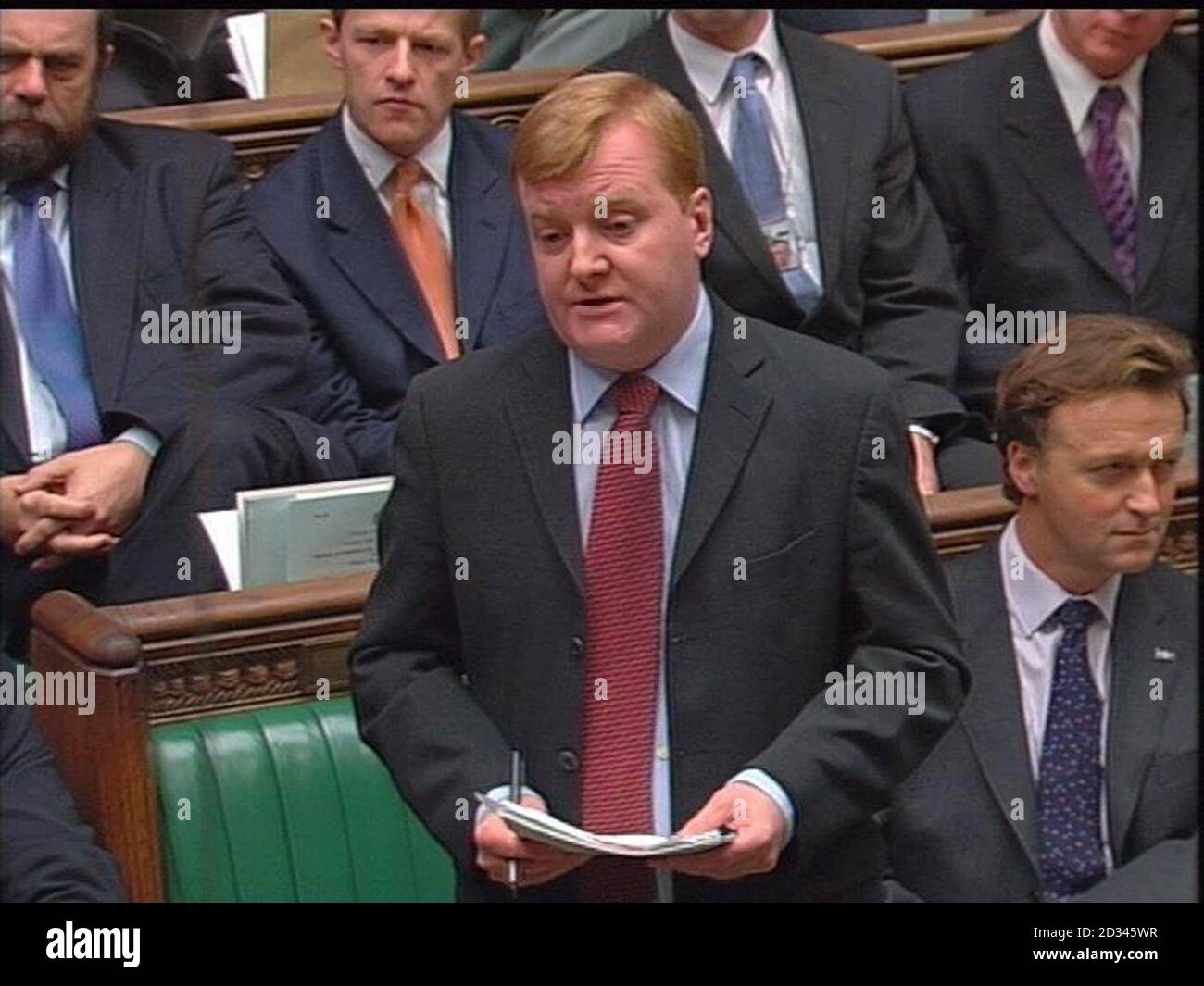 Screen grab of Liberal Democrat leader Charles Kennedy during Prime Minister's Questions at the House of Commons, London. Stock Photo