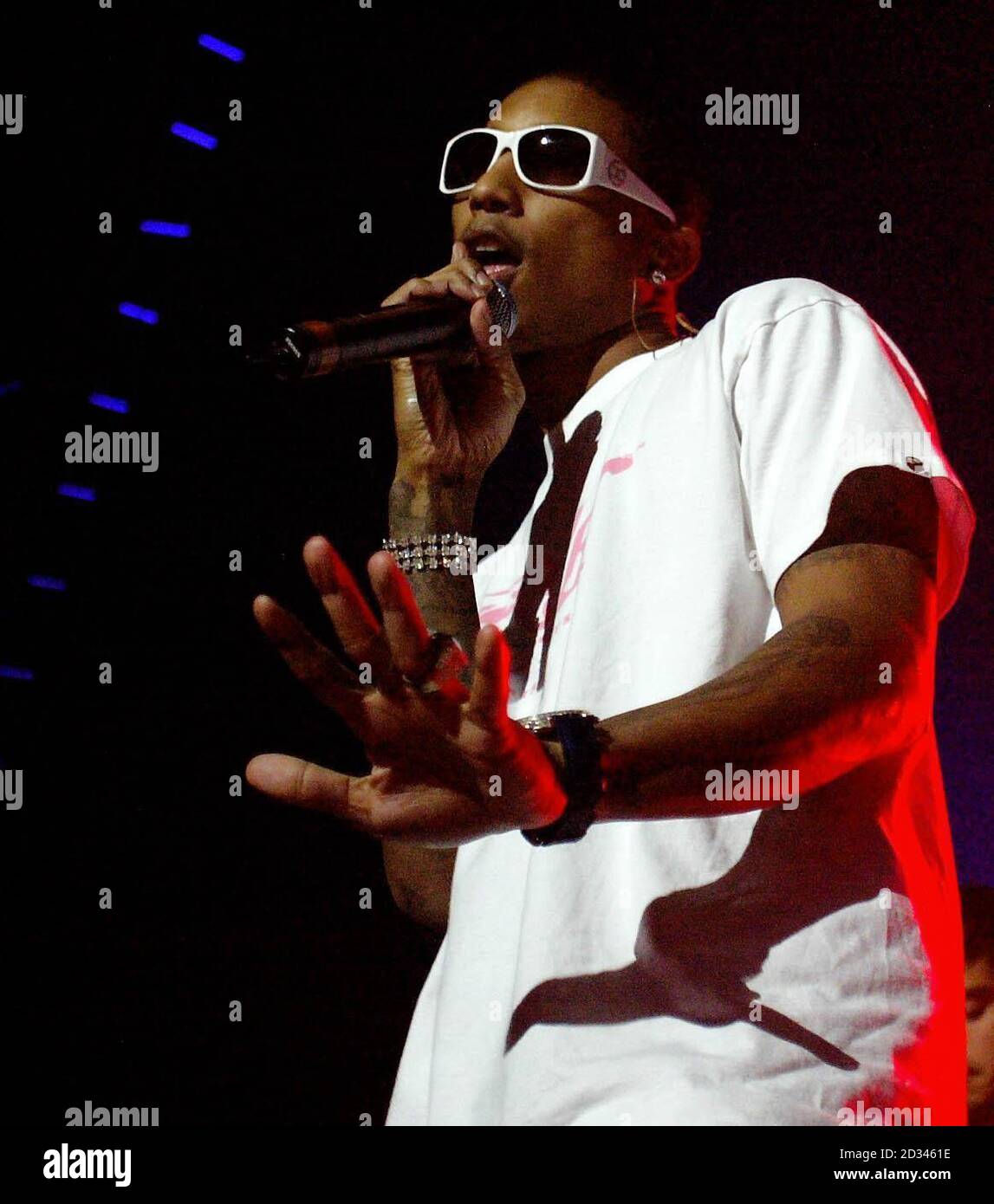 N.E.R.D. lead singer Pharrell Williams during his band concert at the Carling Apollo in Manchester. Stock Photo