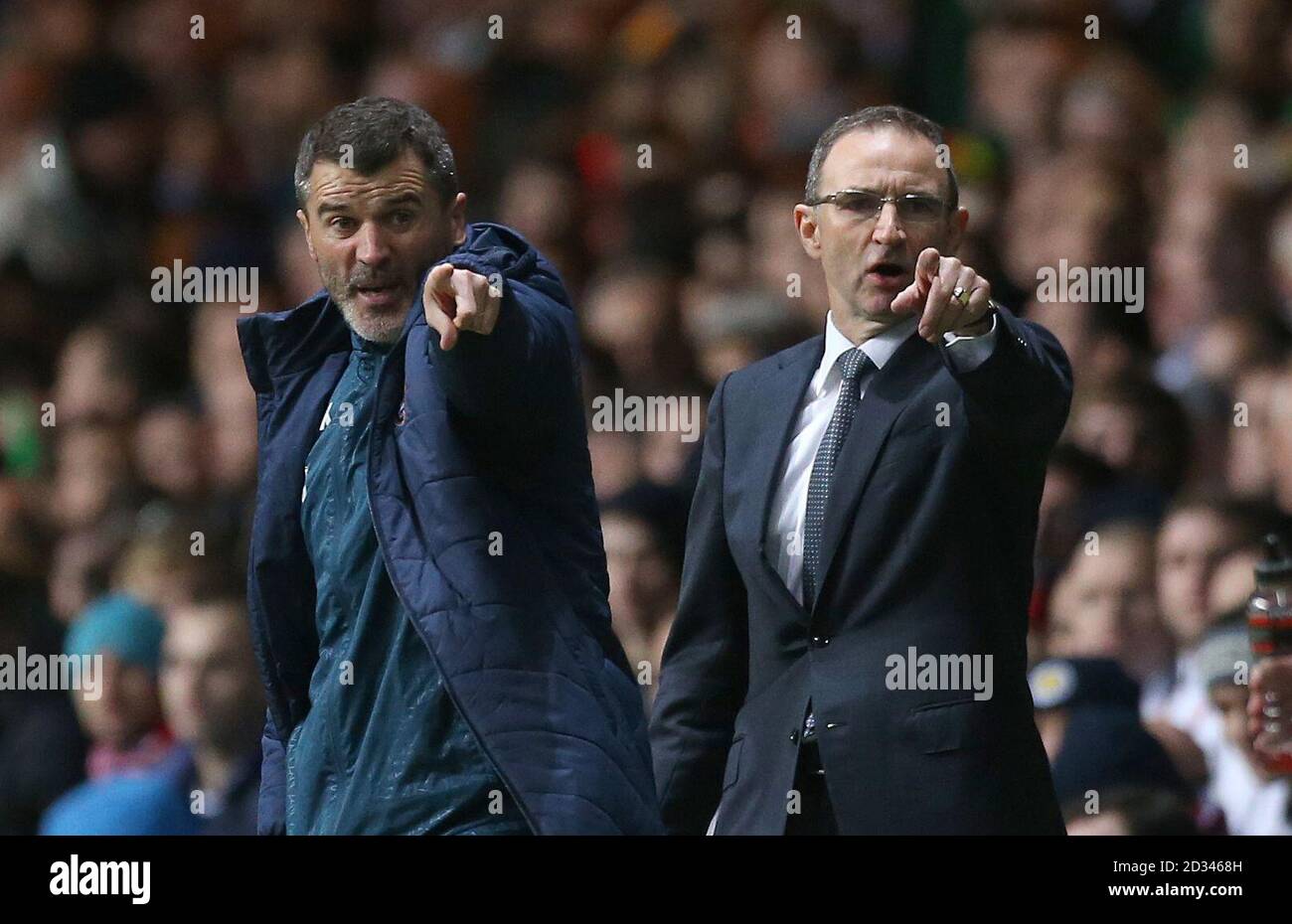 Republic of Ireland's Martin O'Neil (right) and Roy Keane during the