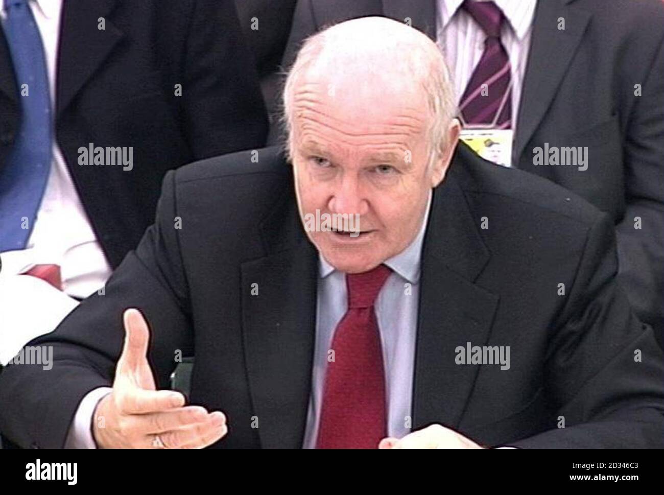 Health Secretary John Reid appearing before the Health  Select Commmittee to discuss his budget at the Palace of  Westminster. Stock Photo
